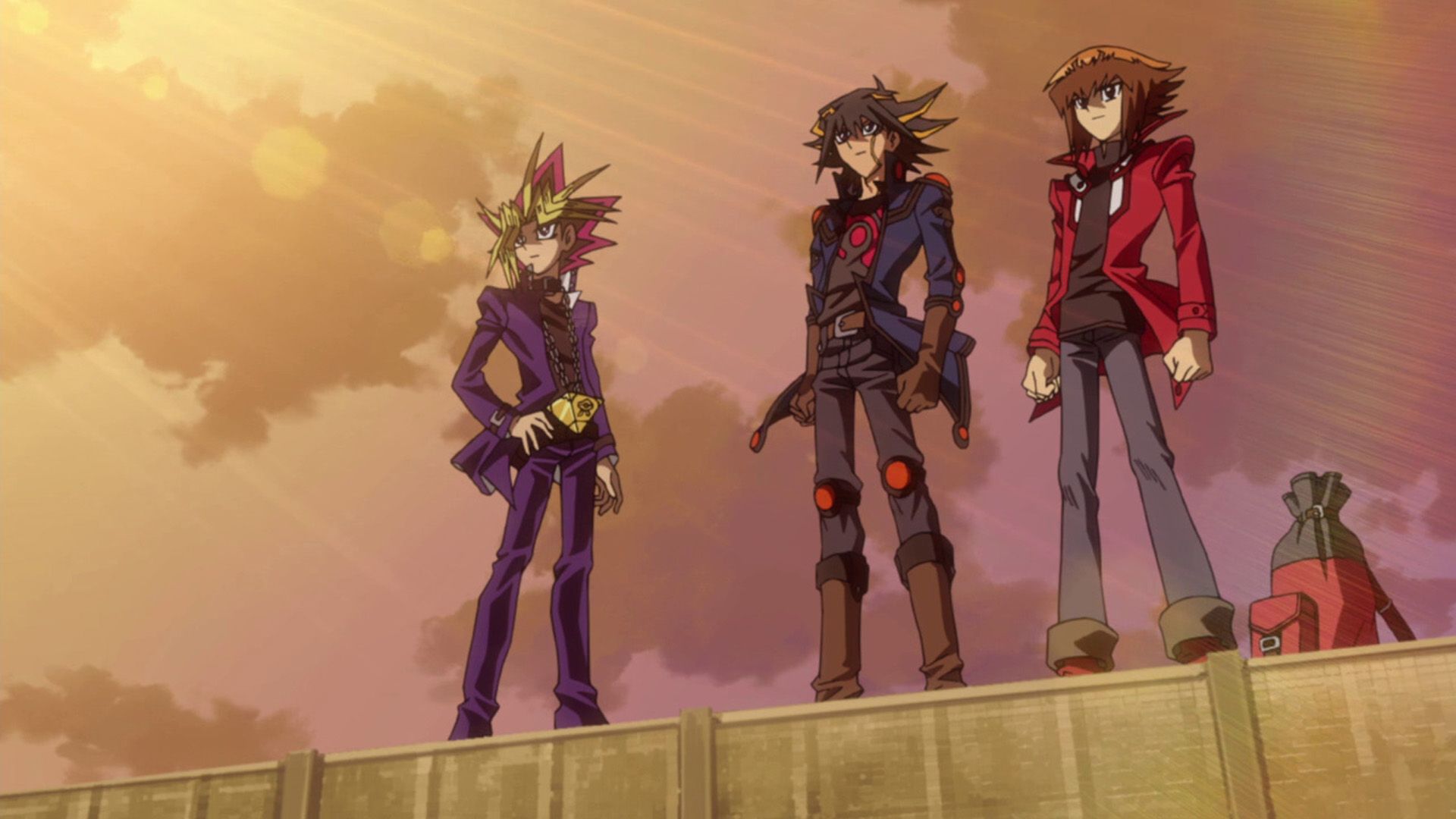 Atem, Yuki and Yusei from Yu-Gi-Oh! Bonds Beyond Time.