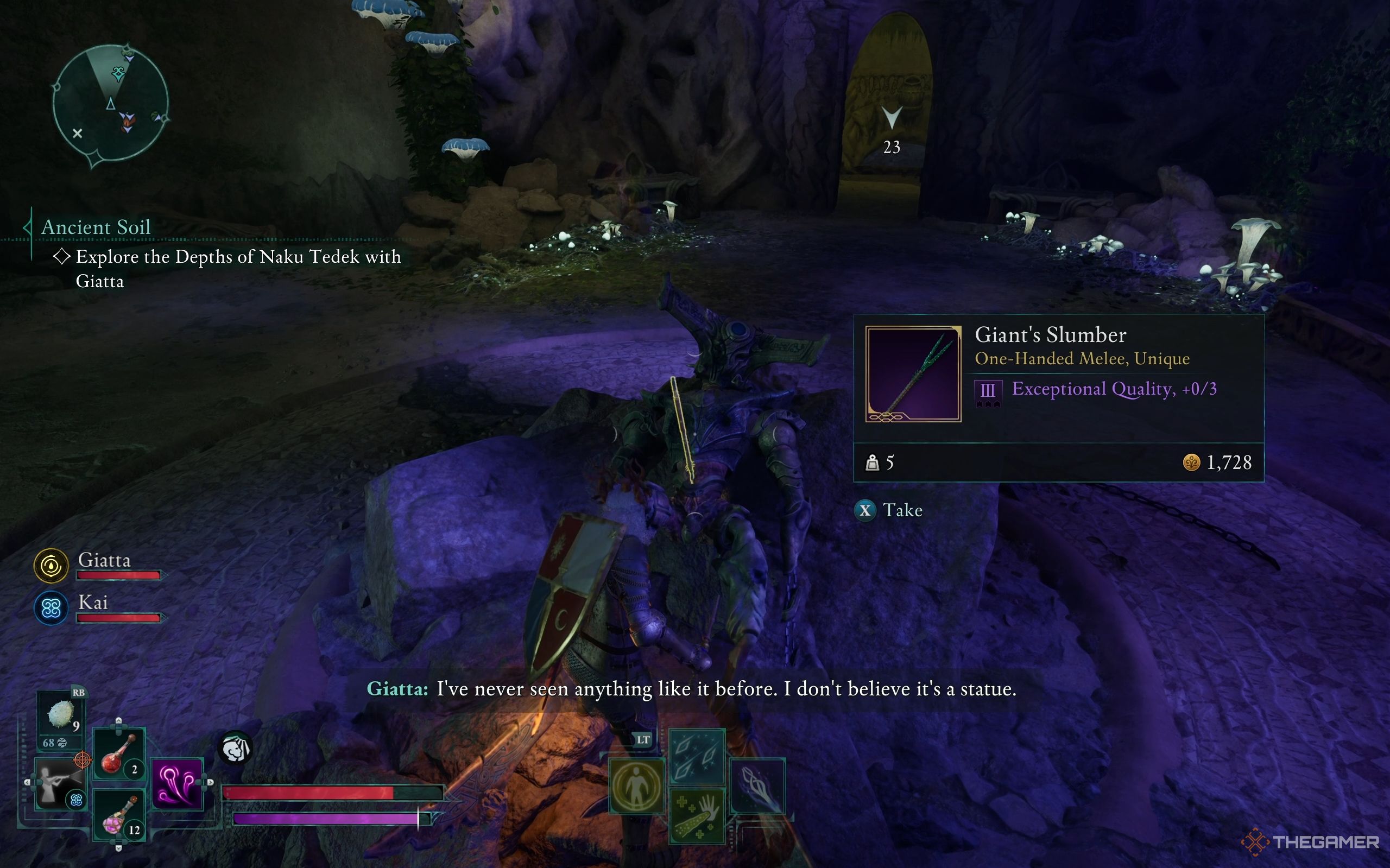 An abomination impaled by a spear.
