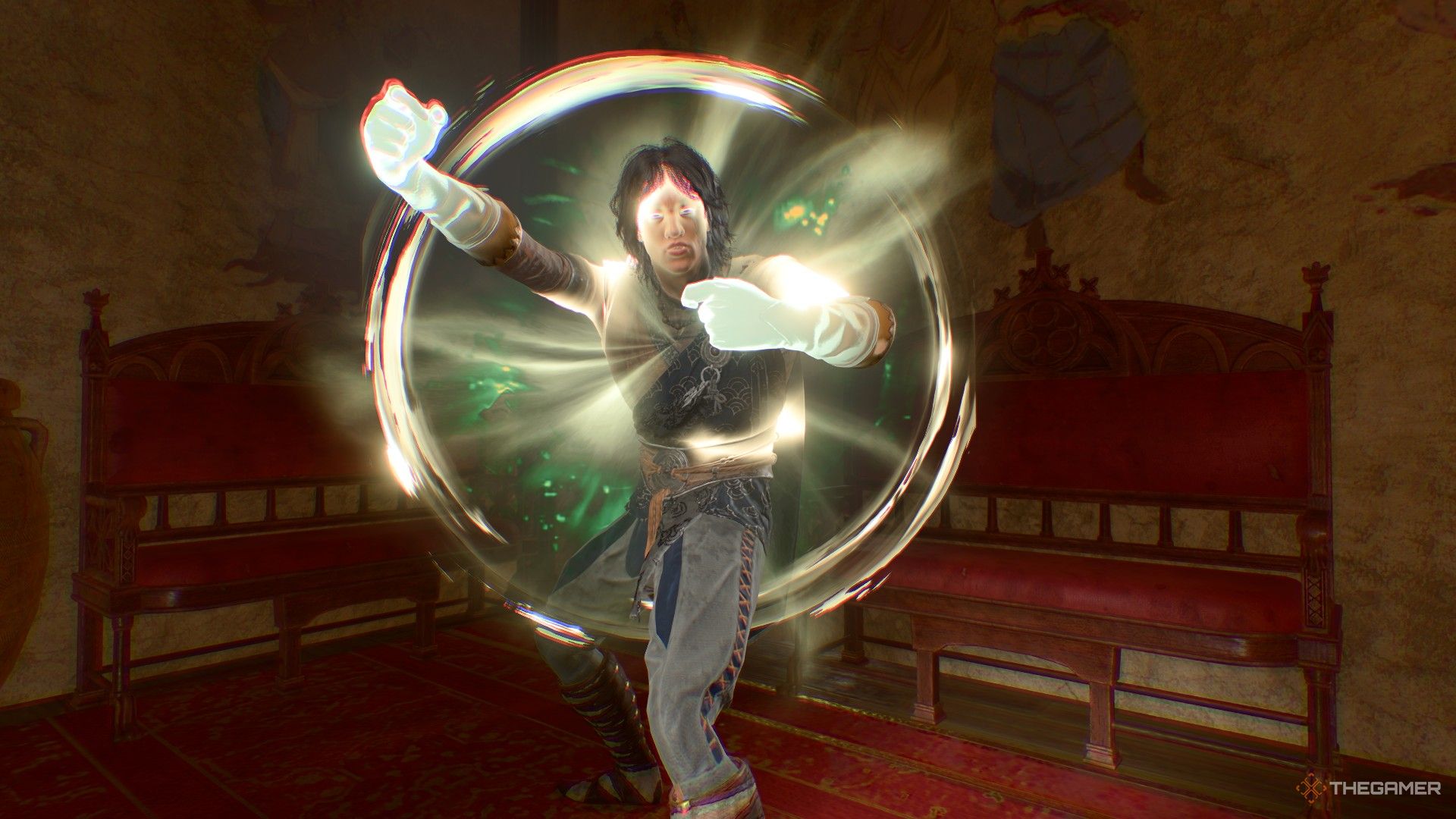 Baldur's Gate 3 image showing a monk player character with a drunken style.