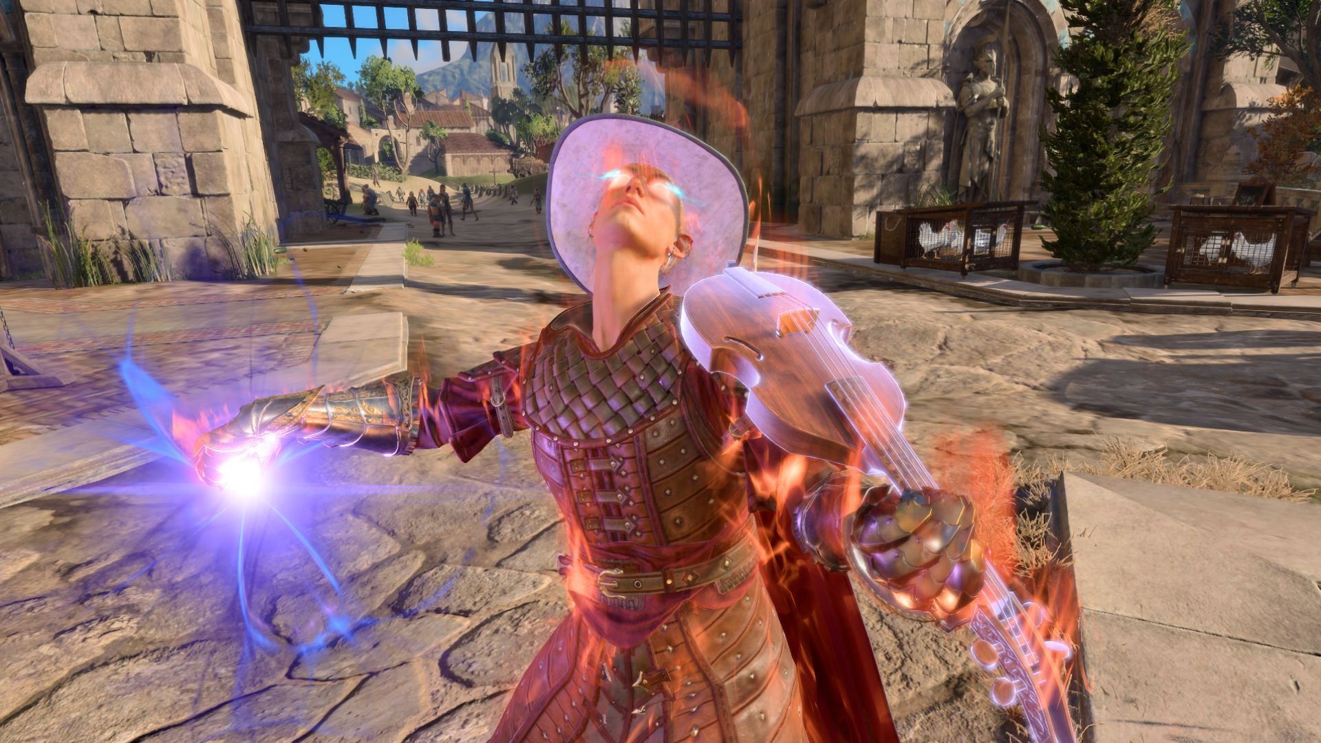 A closeup of a bard attack in Baldur's Gate 3.