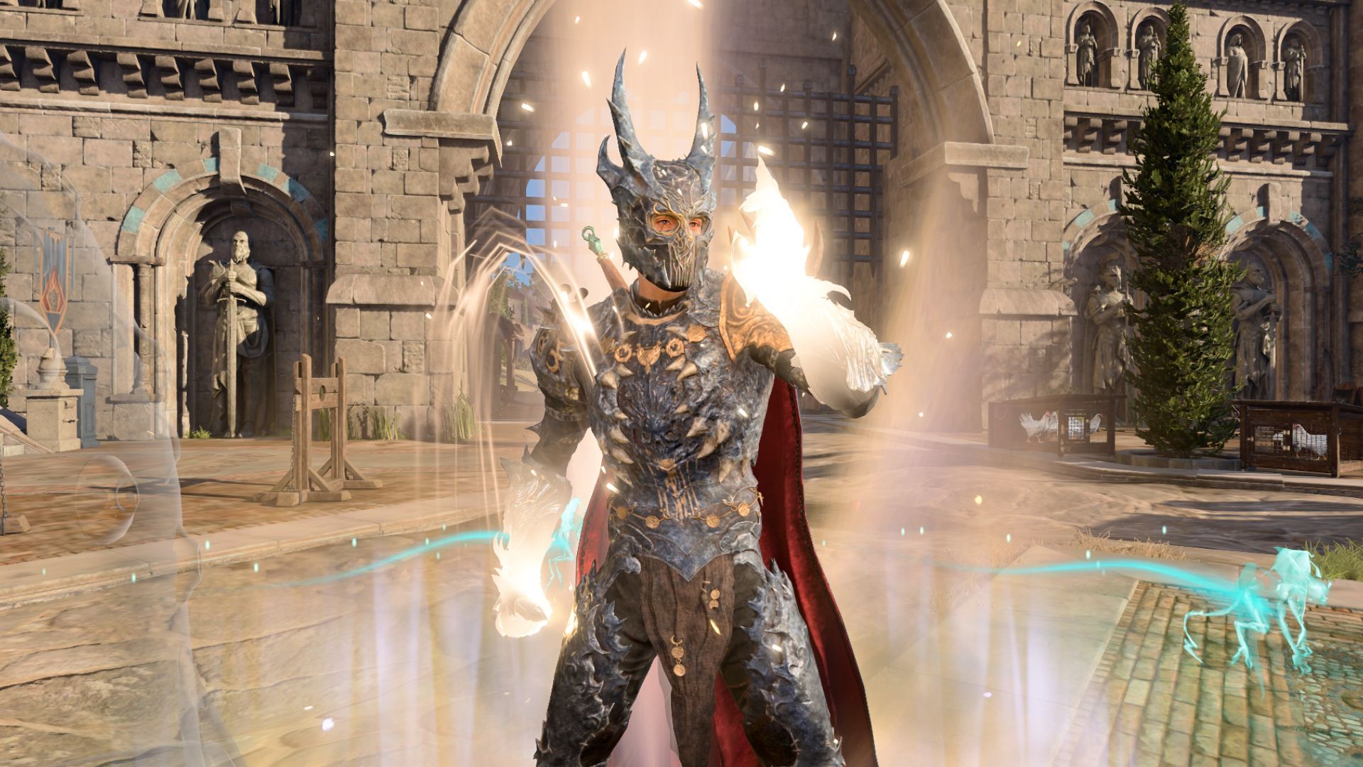 An Oath of the Crown paladin casting a spell in Baldur's Gate 3.