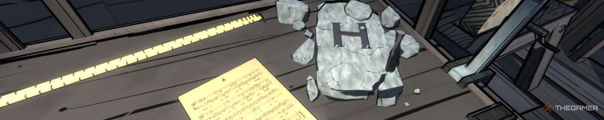Banner of a messy desk in Blue Prince.