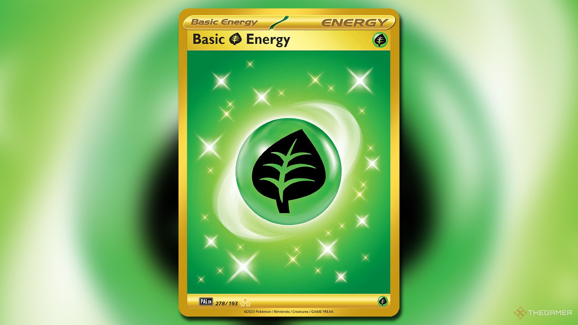 Basic Grass Energy from Paldea Evolved in Pokemon TCG.