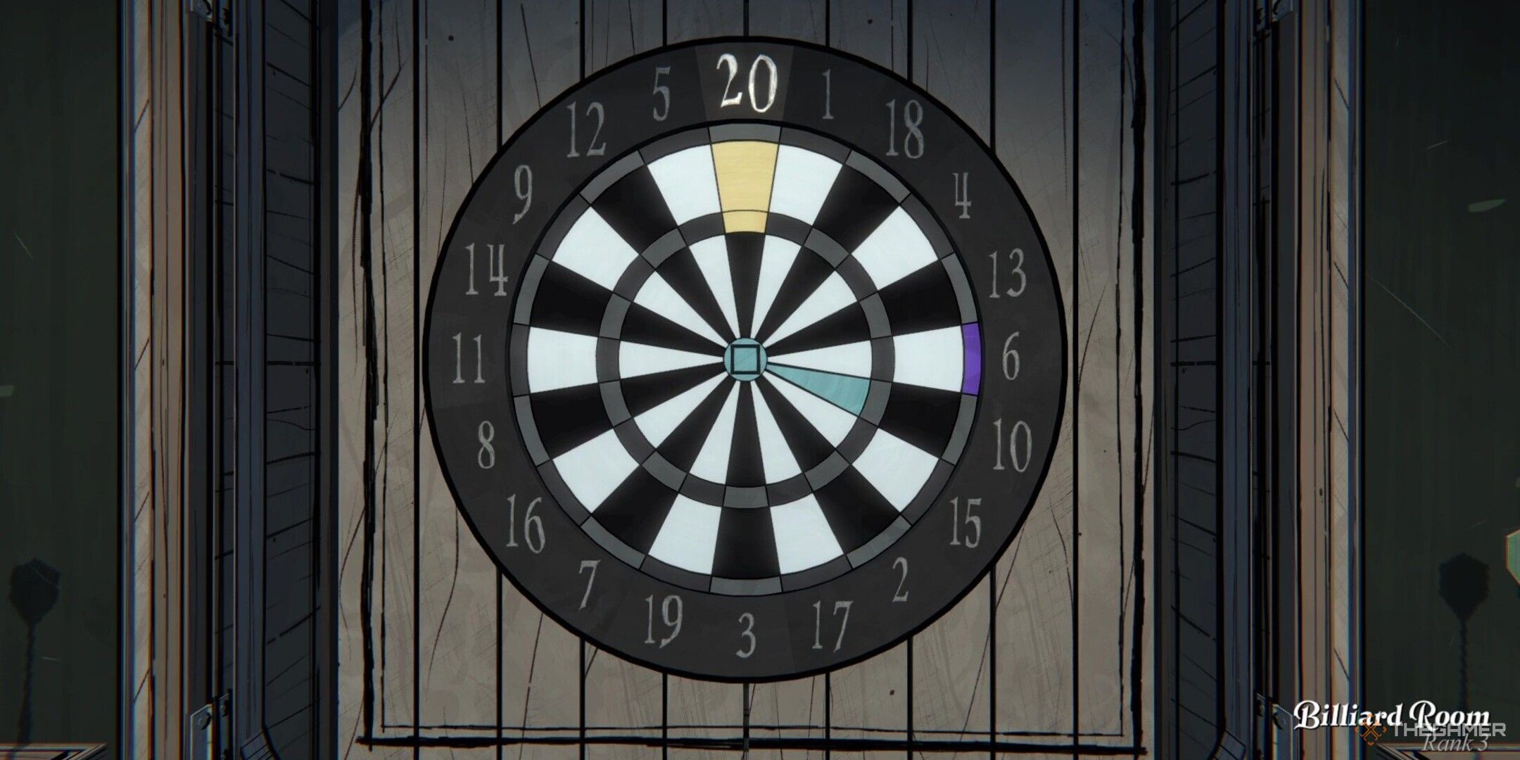 The darts puzzle in the Billiard Room of Blue Prince.