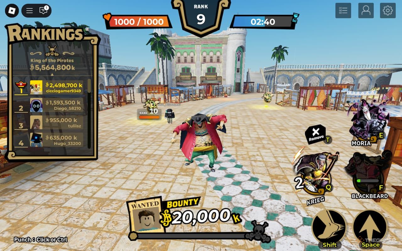 Blackbeard using Black Hole in One Piece Grand Arena.