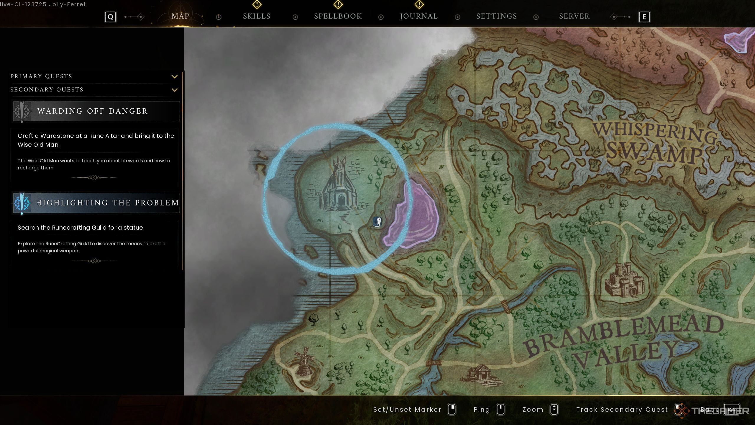 Bramblemead Valley Vault location on the map in Runescape: Dragonwilds.