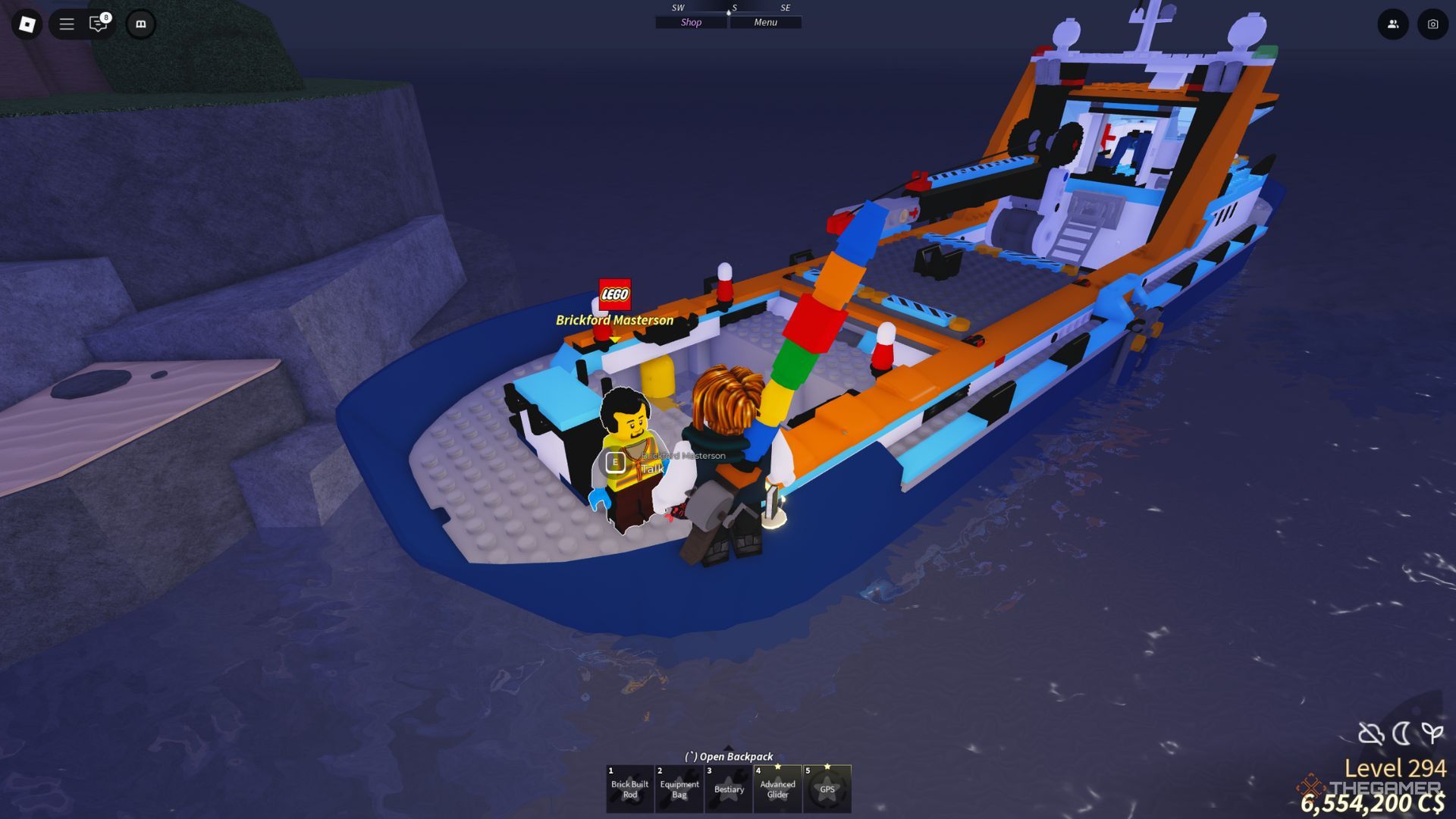 The player character talks to Brickford Masterson NPC in the Moosewood location in Fisch.