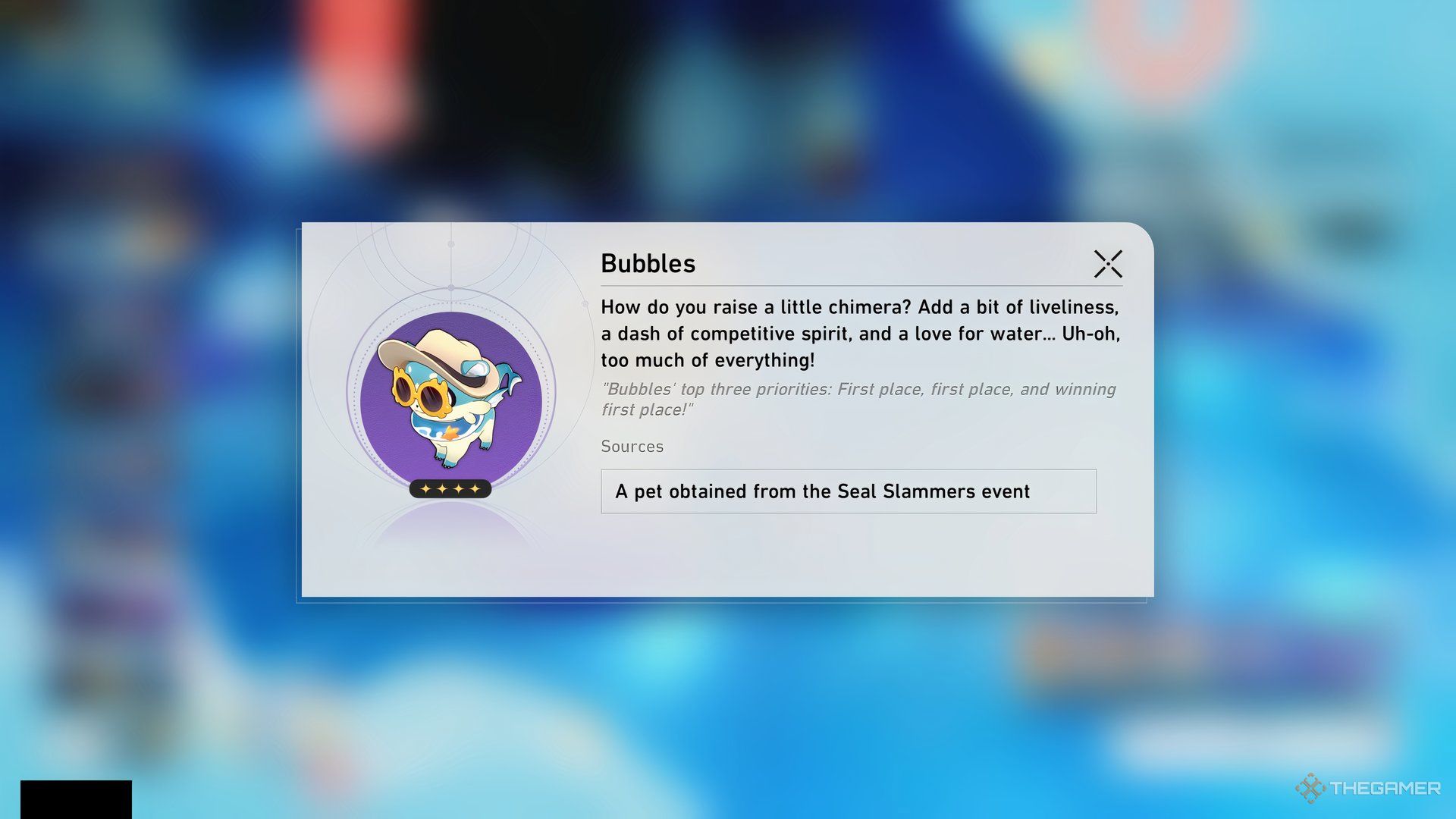 Bubbles pet in Honkai Star Rail.