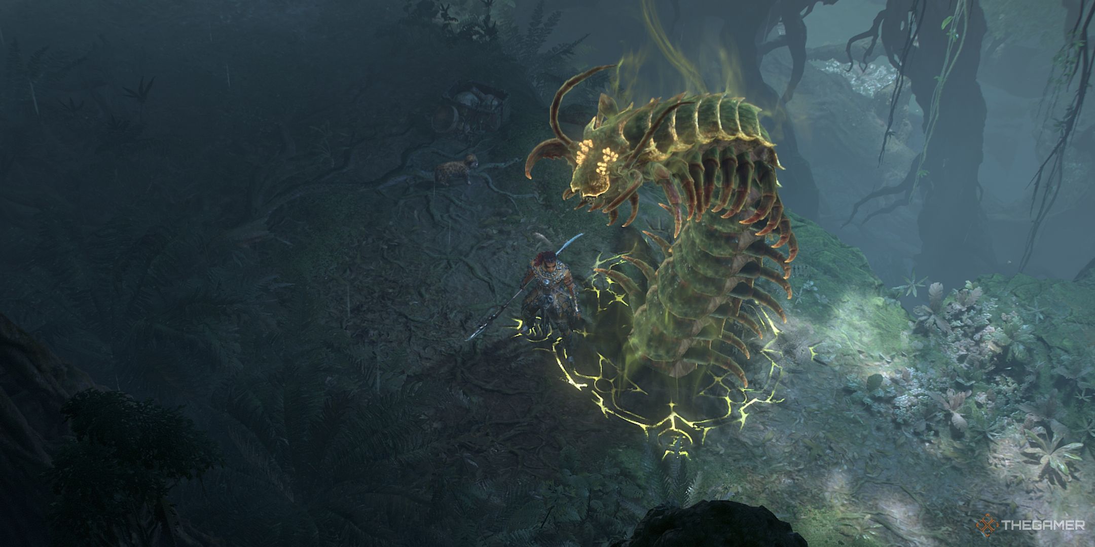 The Spiritborn summoning the Centipede Spirit with The Devourer Ultimate skill.