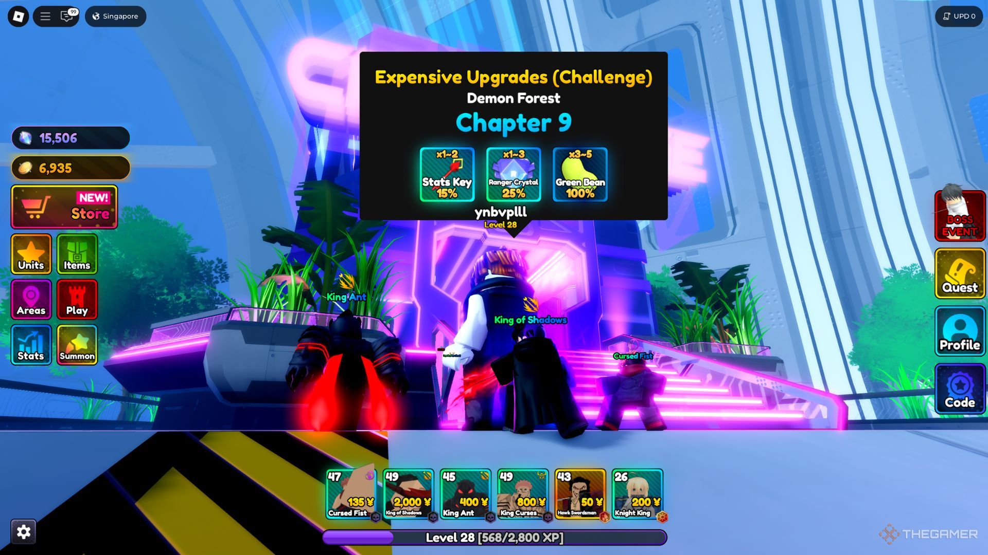 The player character stays next to the Challenges area in Anime Ranger X.