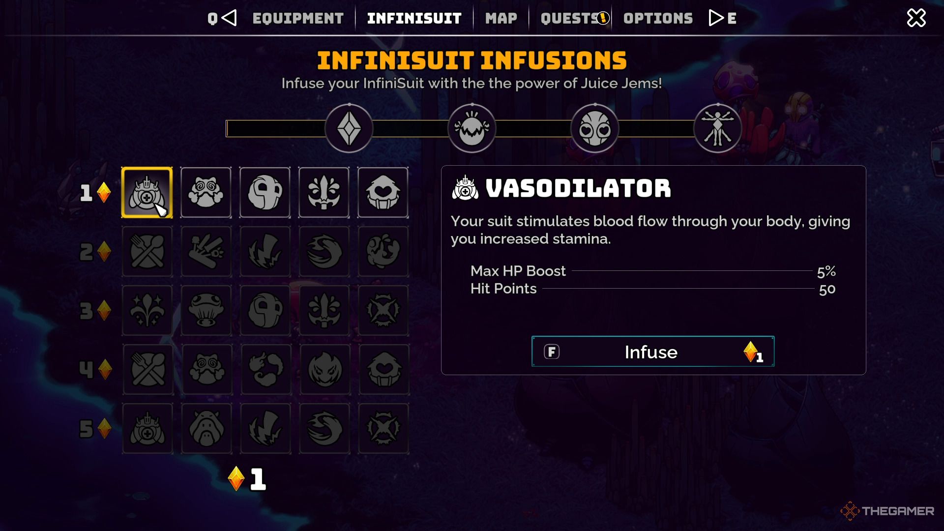 Choosing upgrades for your character in Crashlands 2.