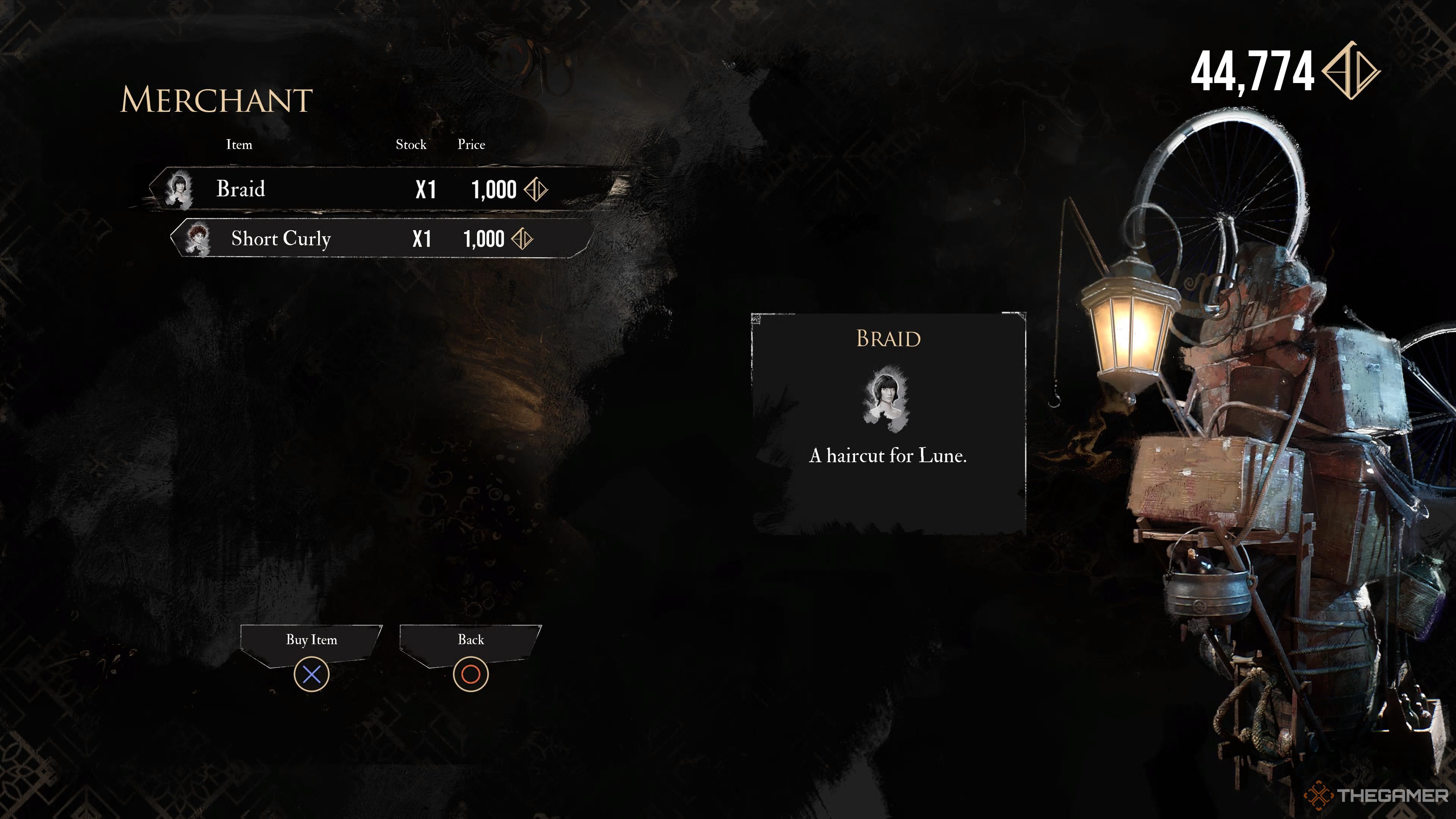 a gestral merchant with hairstyles for sale in clair obscur: expedition 33.