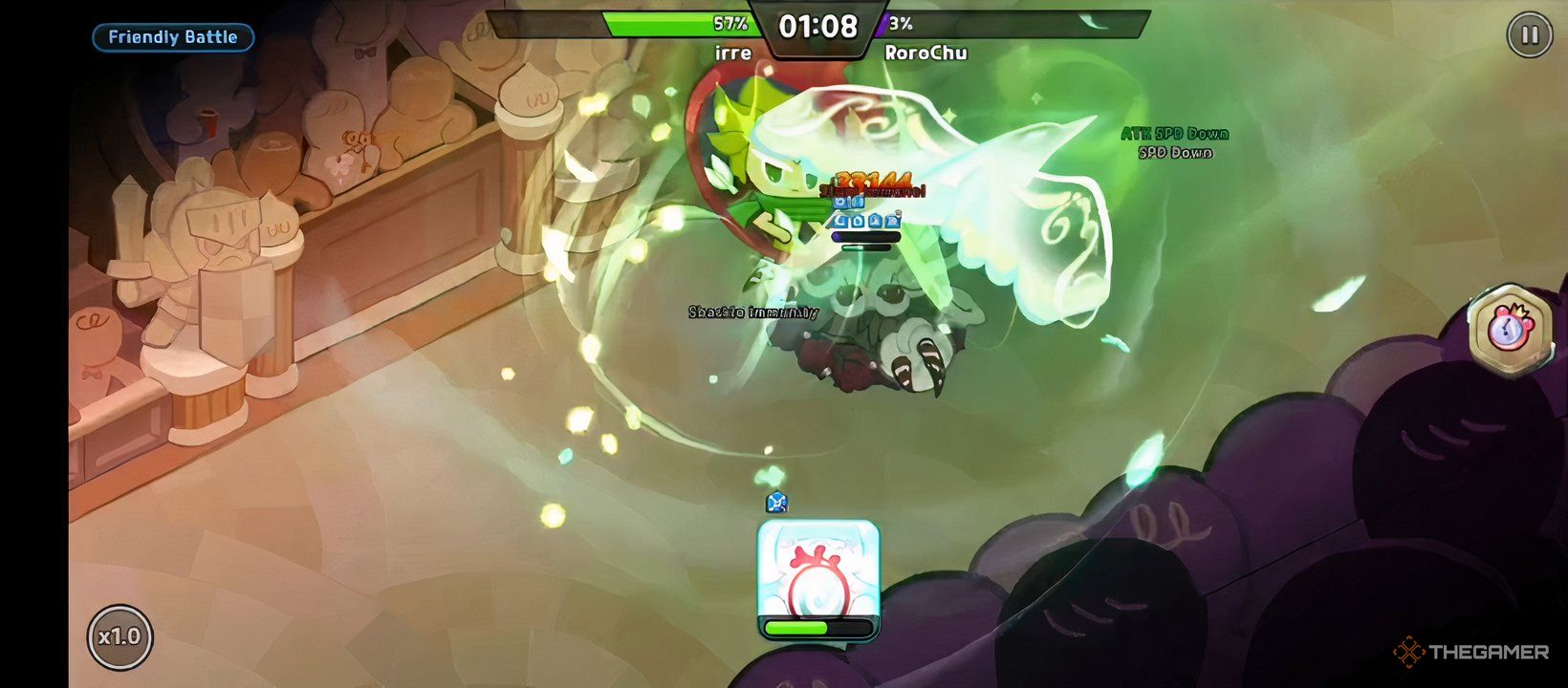 Cookie Run Kingdom, Agar Agar Cookie copying Wind Archer Cookie's skill. 
