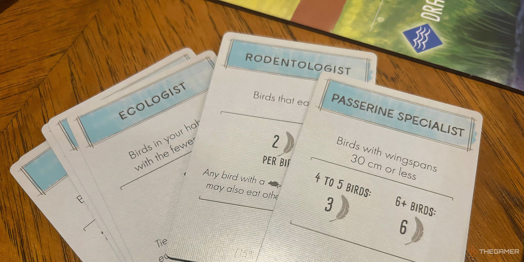 The bonus cards in the tabletop game Wingspan.