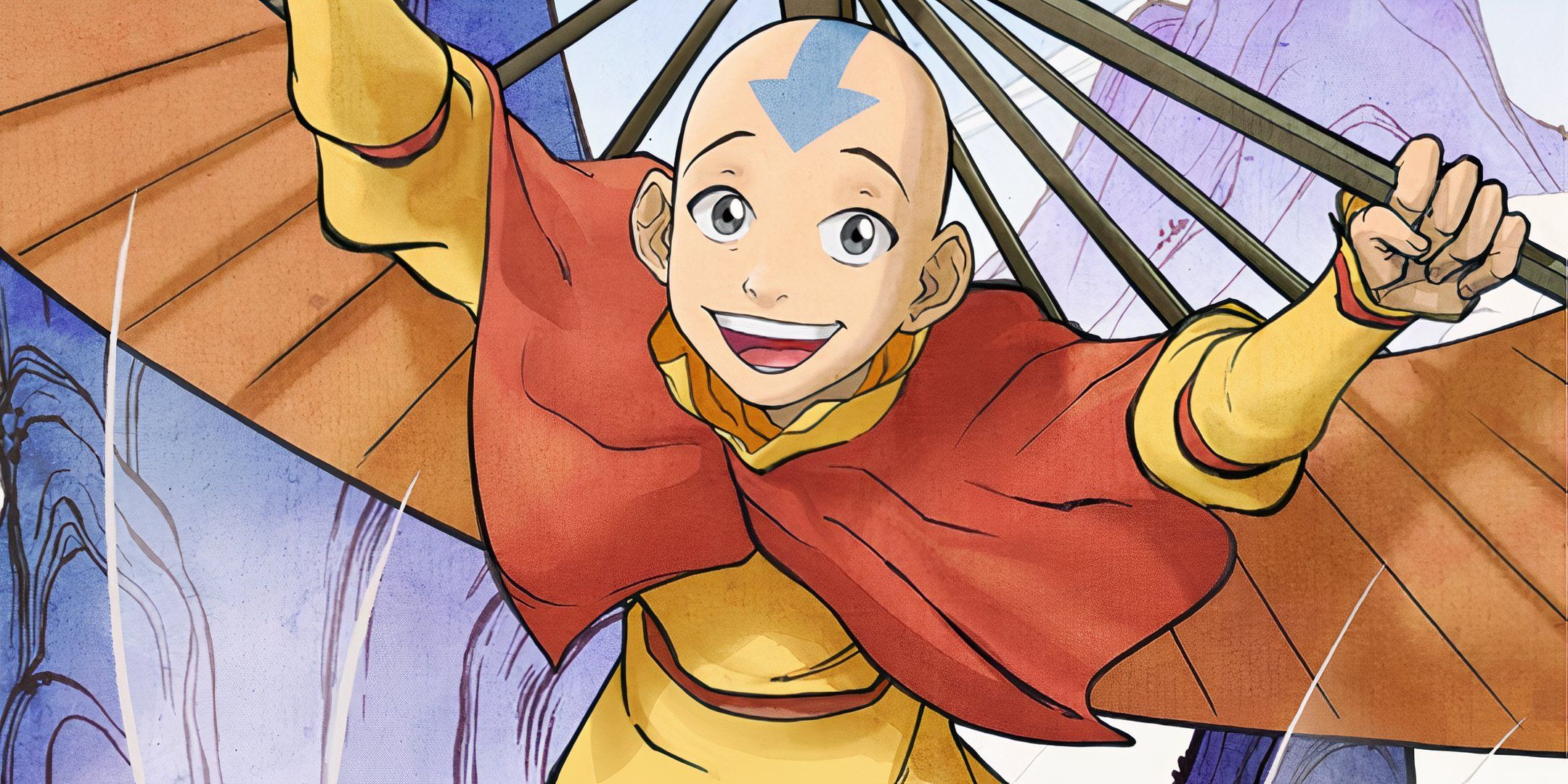 Aang in the Avatar Legends TTRPG using his glider.