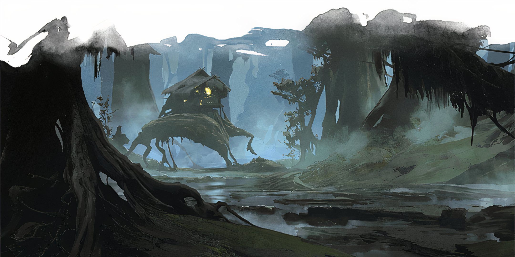 A walking house in a swamp in the Curse of Strahd Dungeons & Dragons module.