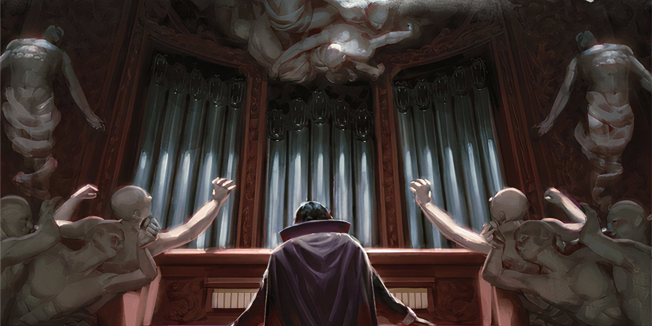 Strahd playing his organ in Dungeons & Dragons. 