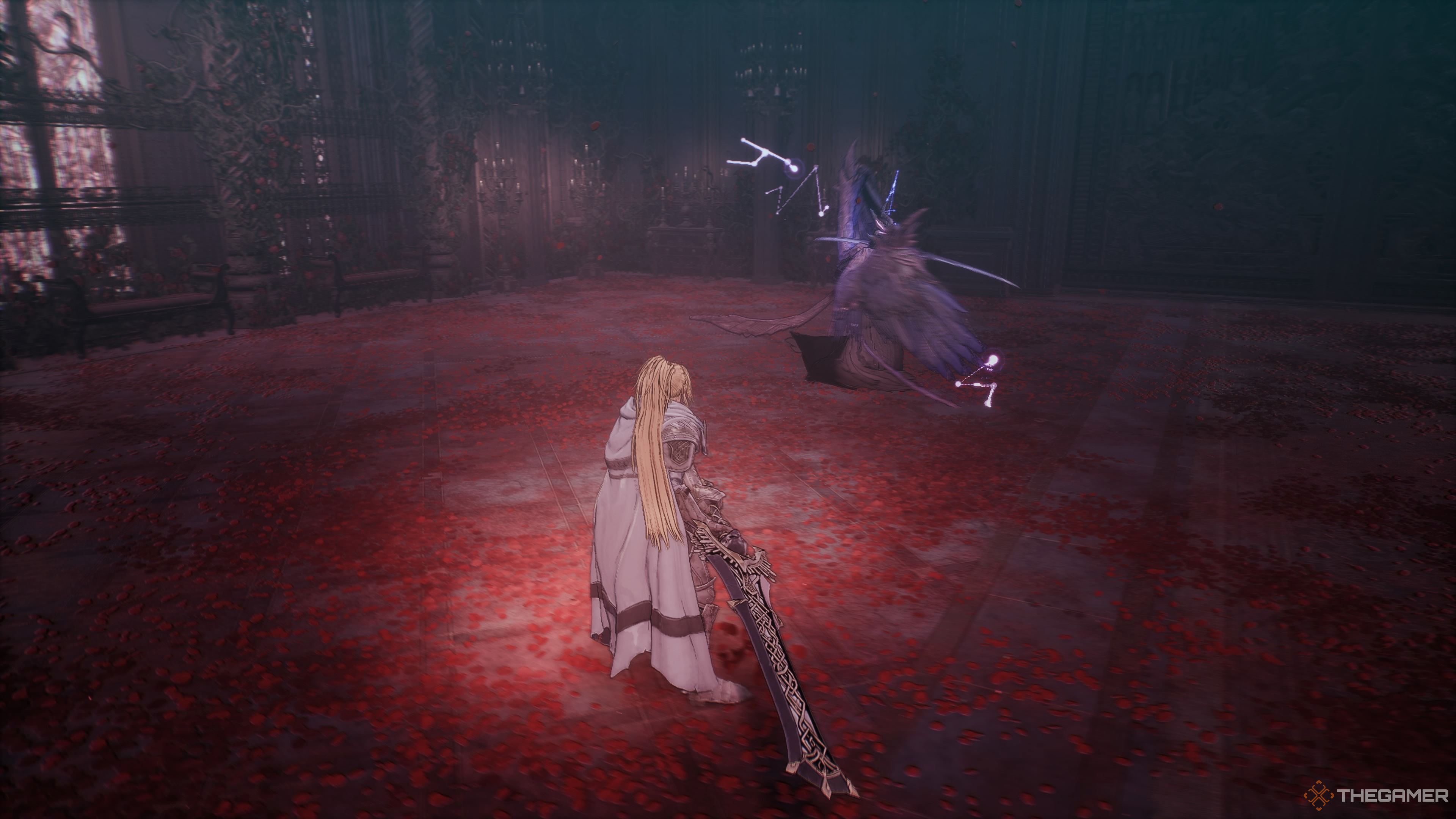 Demonic Reese shielding herself with her wing in The First Berserker Khazan.