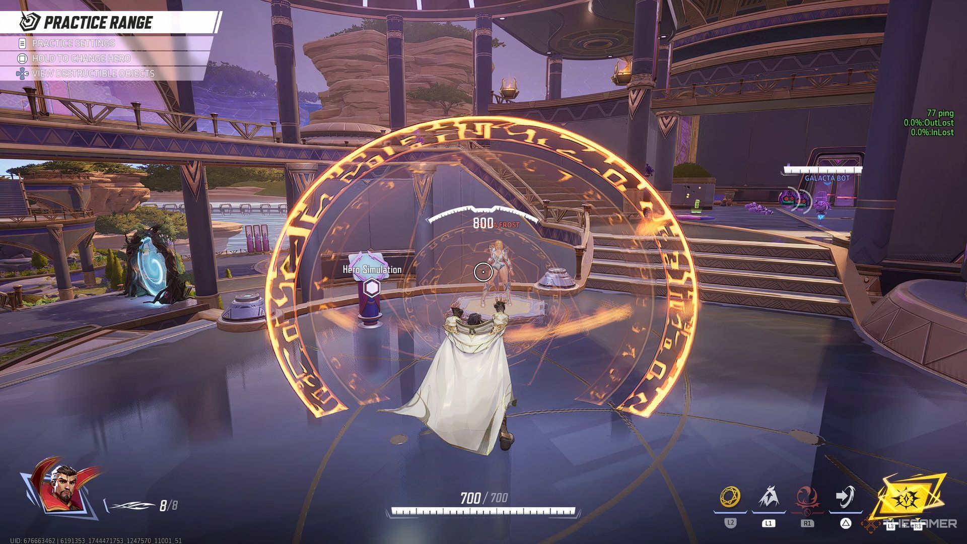 Doctor Strange holding up his shield against Emma Frost in Marvel Rivals.