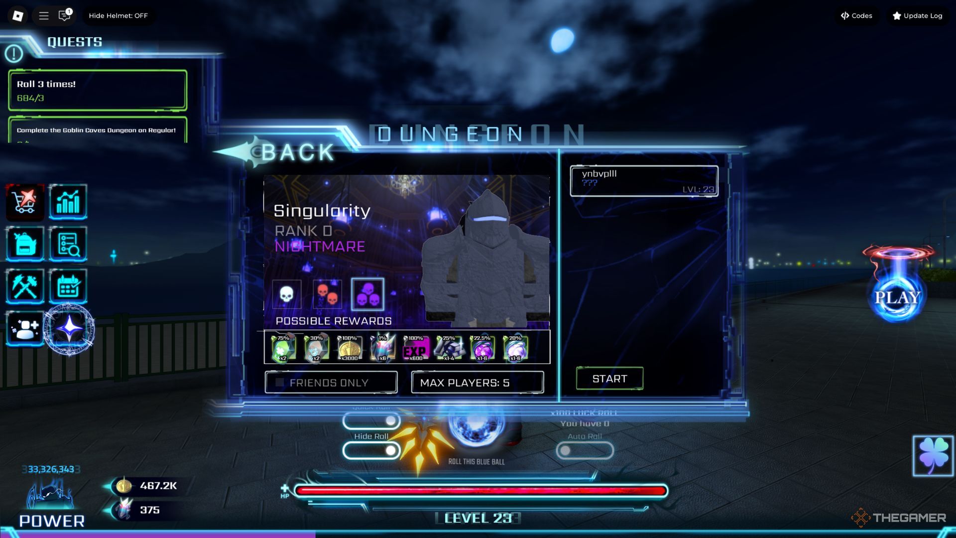 The player character shows the dungeon tab in Hunters.