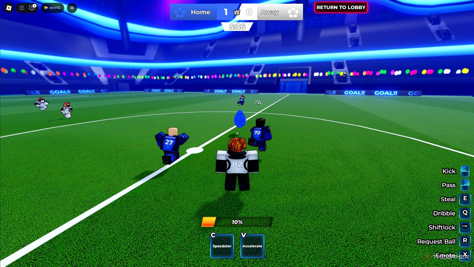 The player character shows a blue egg on the field in Blue Lock Rivals.