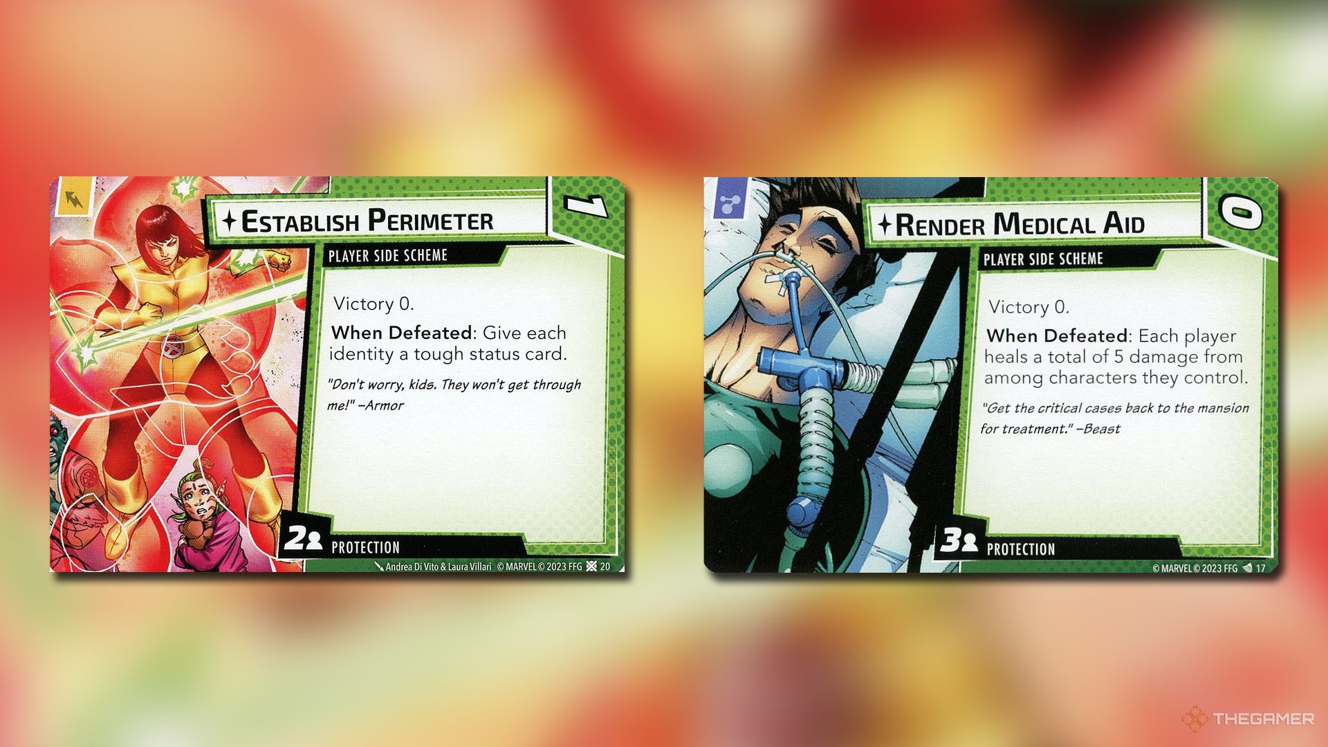 Establish Perimeter and Render Medical Aid cards from Marvel Champions.