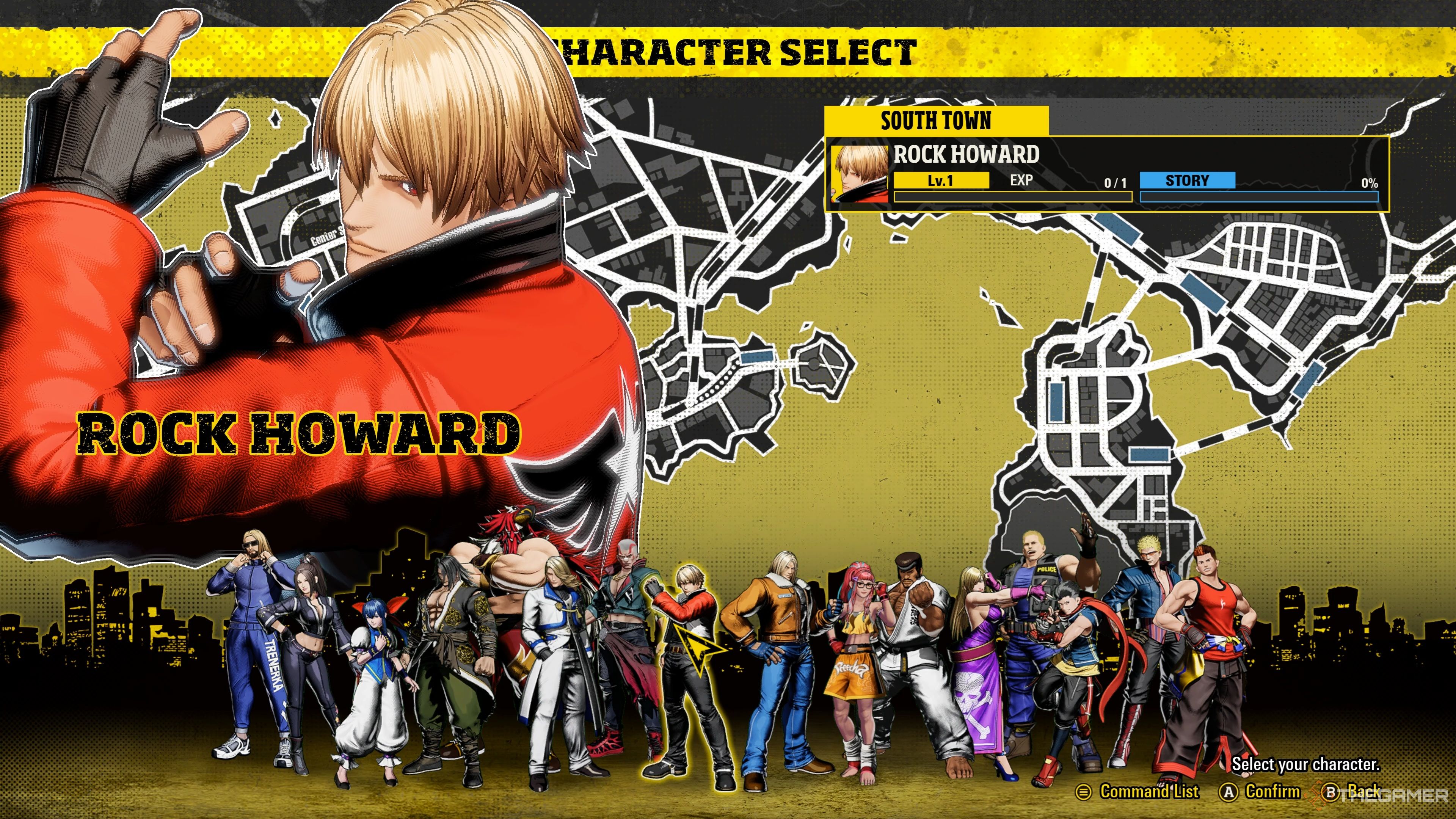 The Character Select screen for Episodes of South Town in Fatal Fury: City of the Wolves.