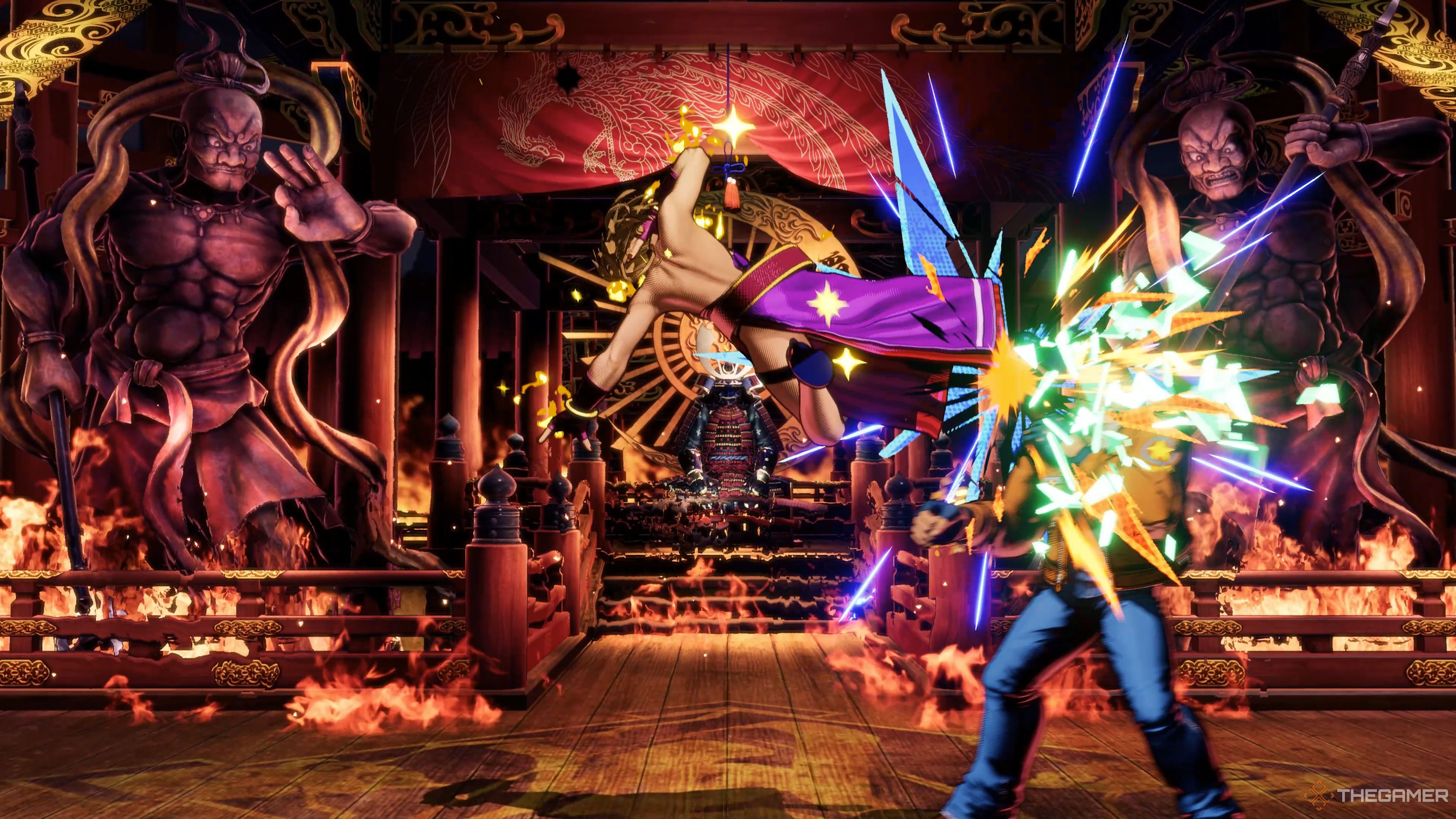 B. Jenet performing her Harrier Bee move for a potent jump-in attack in Fatal Fury: City of the Wolves.