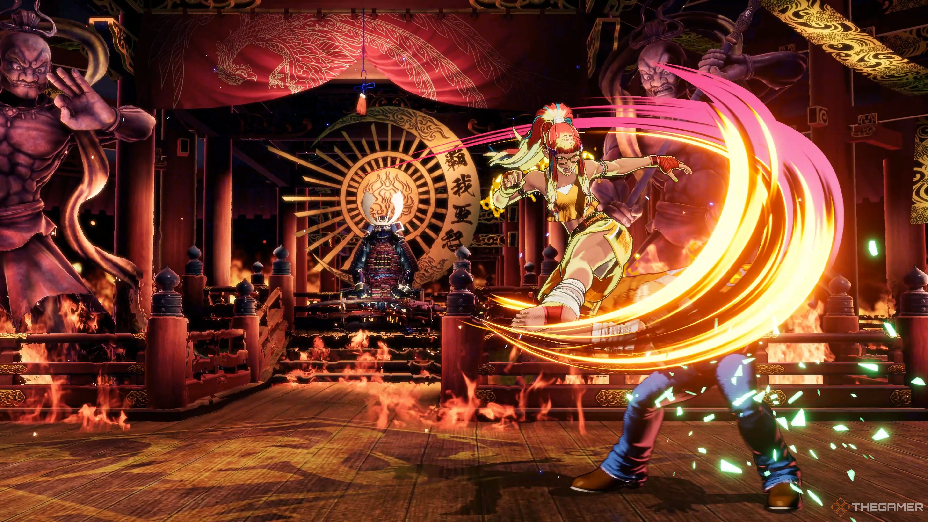Preecha delivering a devastating Hyperbolic Kick on Terry Bogard in Fatal Fury: City of the Wolves.