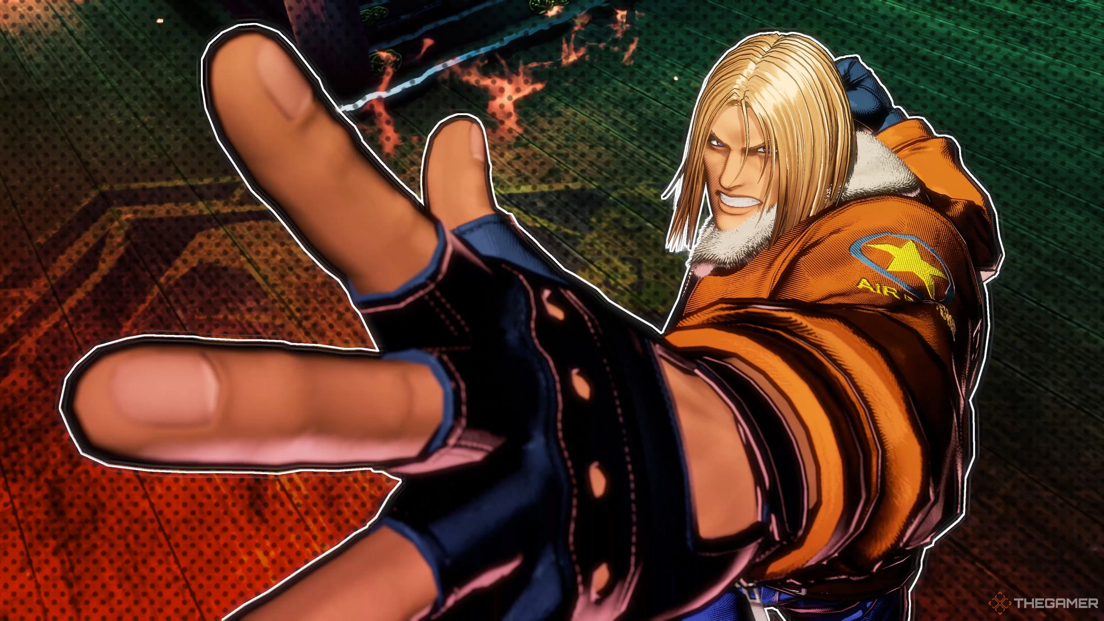 Terry Bogard activating his Power Geyser Redline Gear against Rock Howard in Fatal Fury: City of the Wolves.