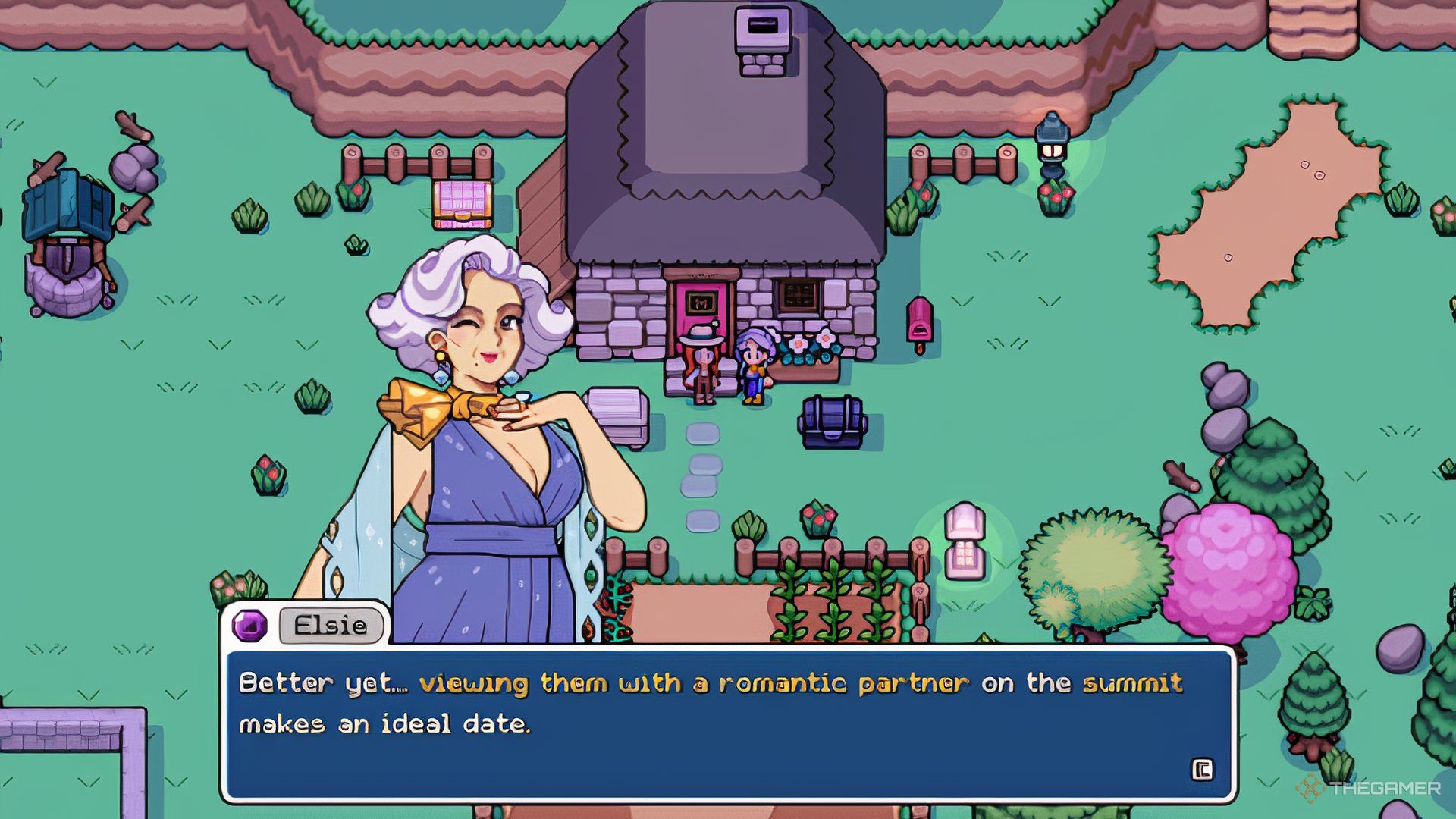 Elsie explaining the Shooting Star Festival in Fields of Mistria