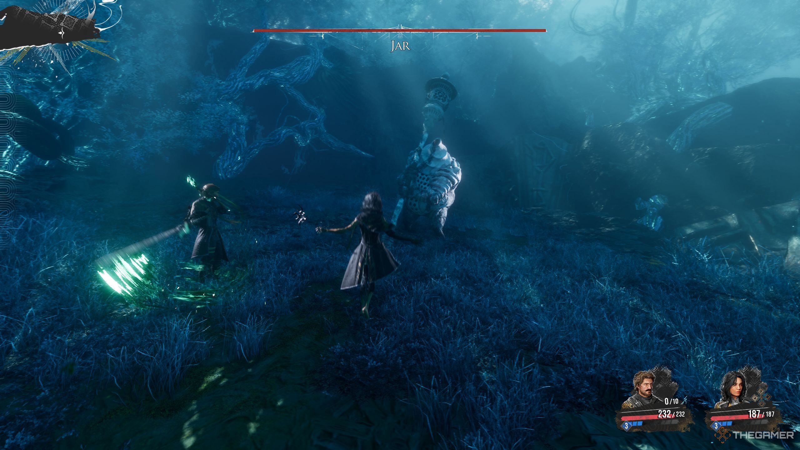 Rune and Gustave fighting Jar in Clair Obscur: Expedition 33.