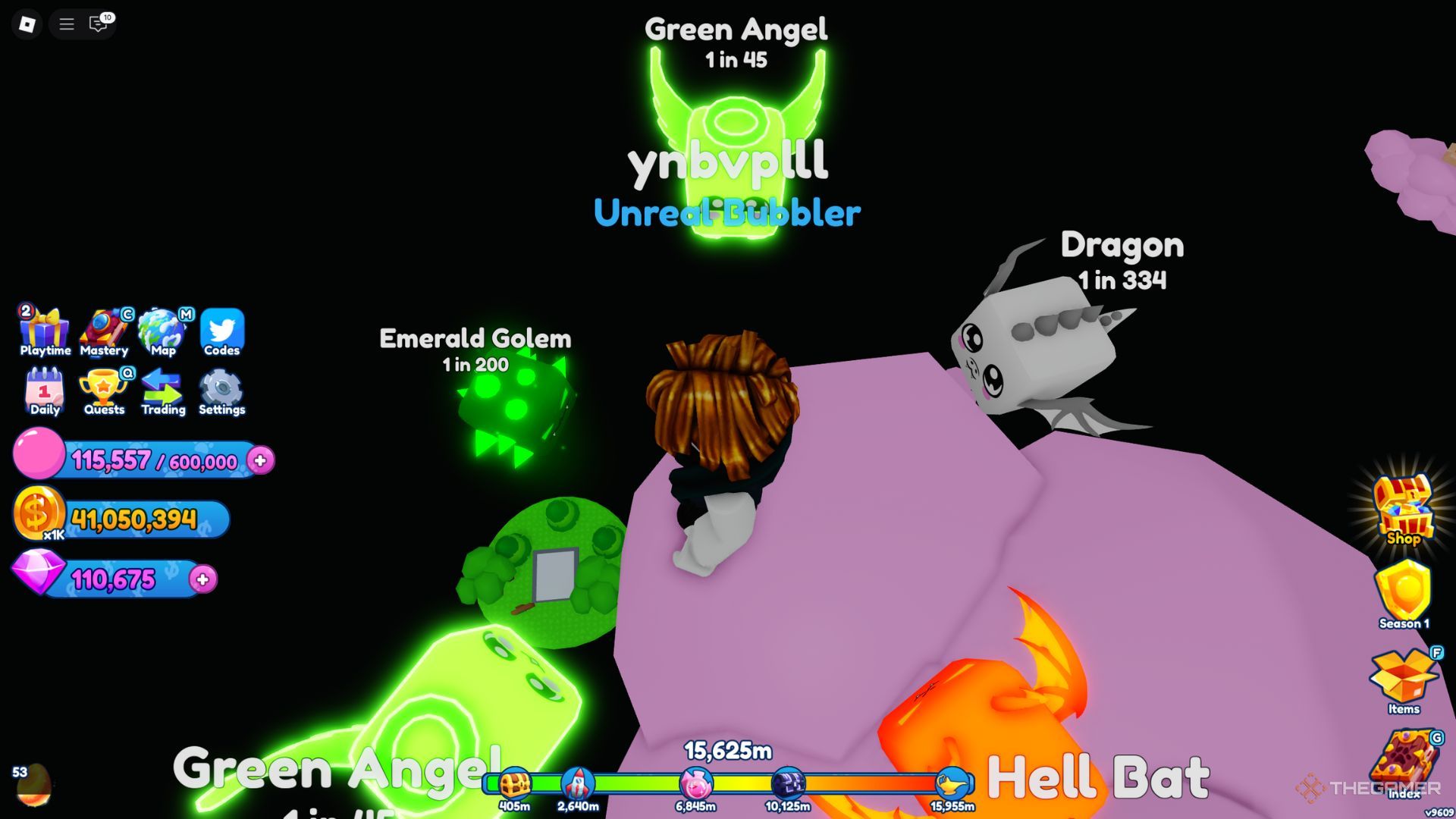 The player character stays on floating island in Bubble Gum Simulator Infinity.