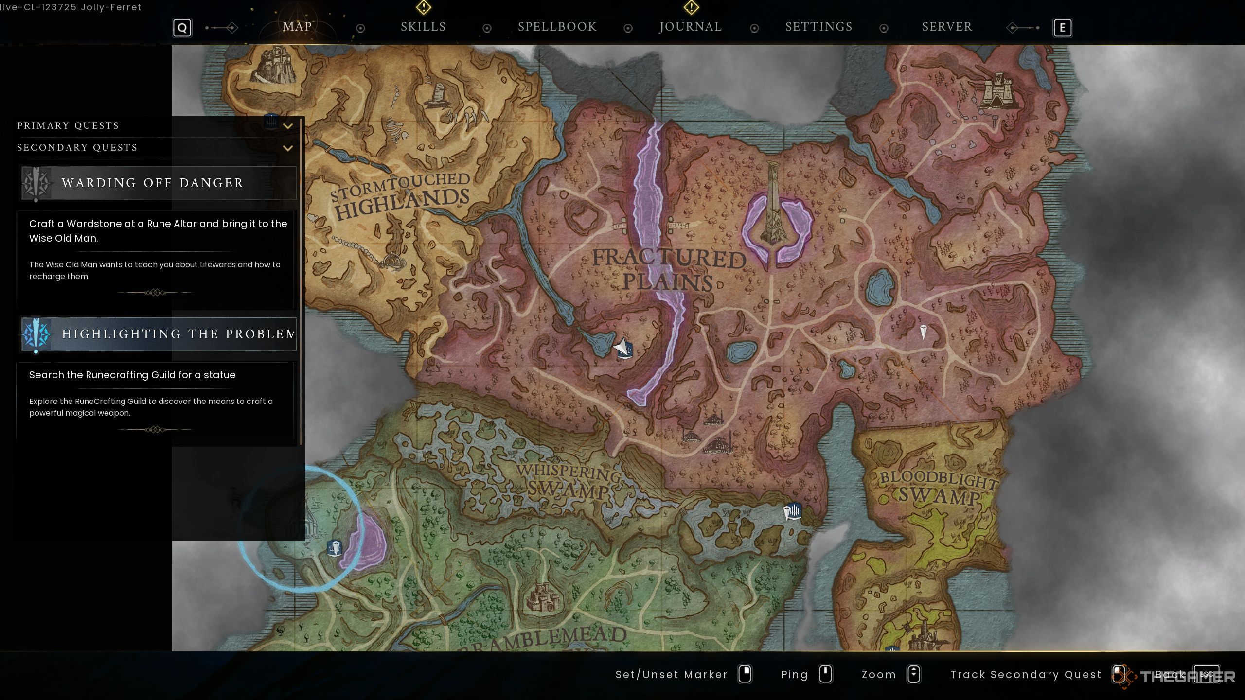 Fractured Plains Vault location on the map in Runescape: Dragonwilds.