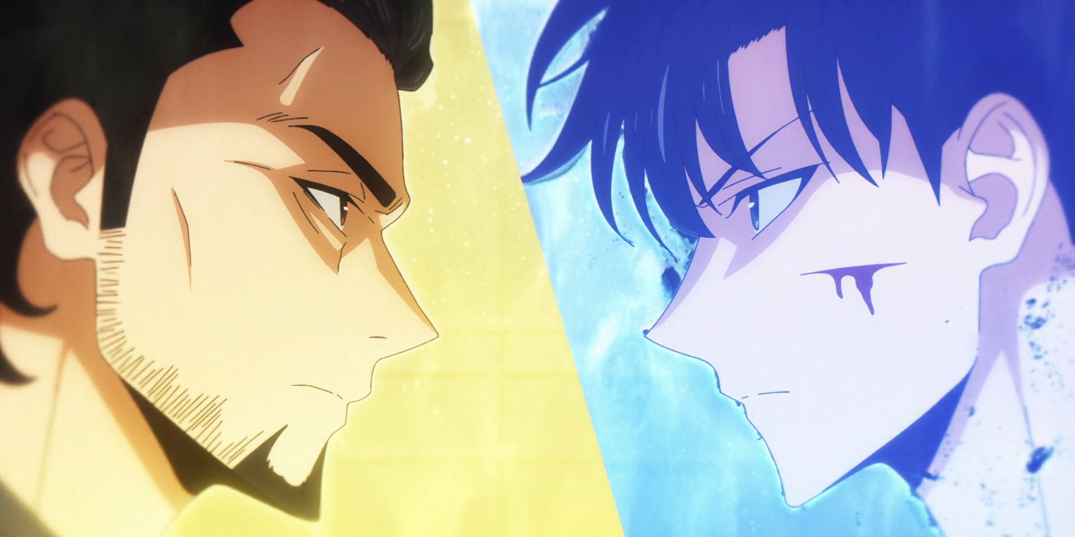 Goto and Jinwoo facing off in Solo Leveling.