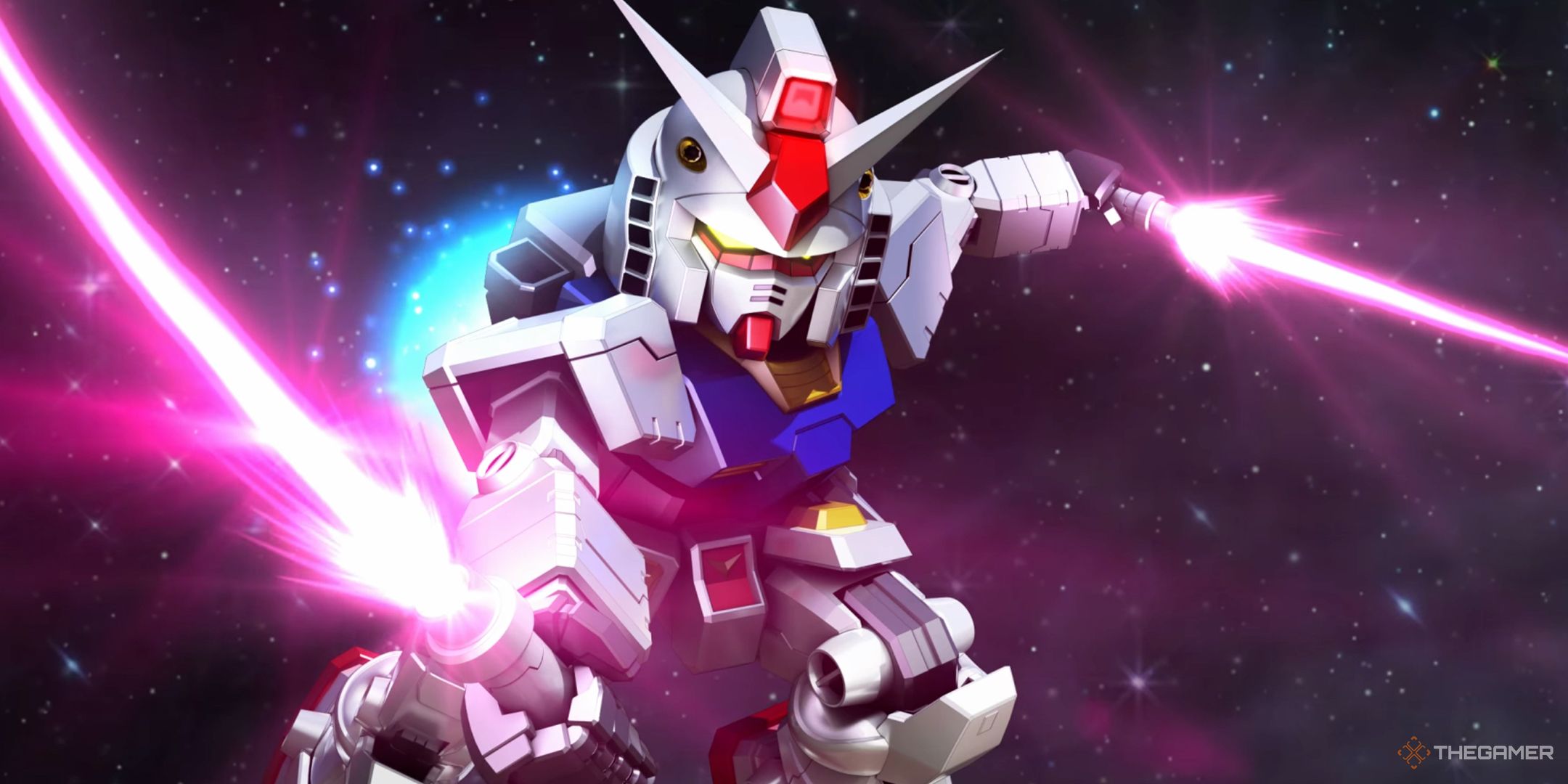The RX-78-2 Gundam's max limit break animation in SD Gundam G Generation Eternal.