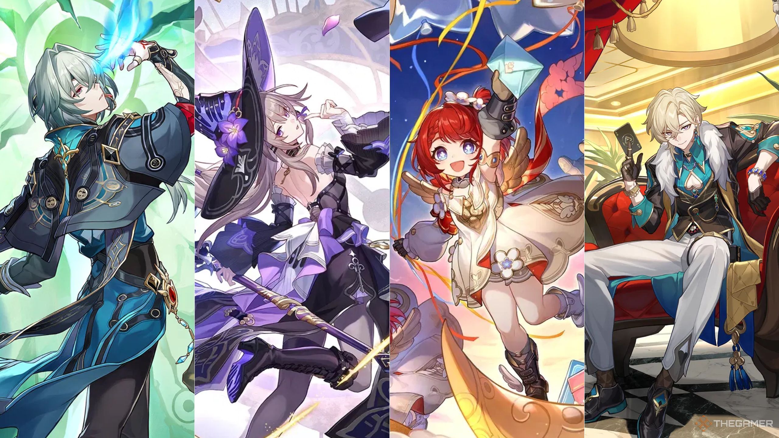 Honkai Star Rail Anaxa team with the herta, tribbie, and aventurine.