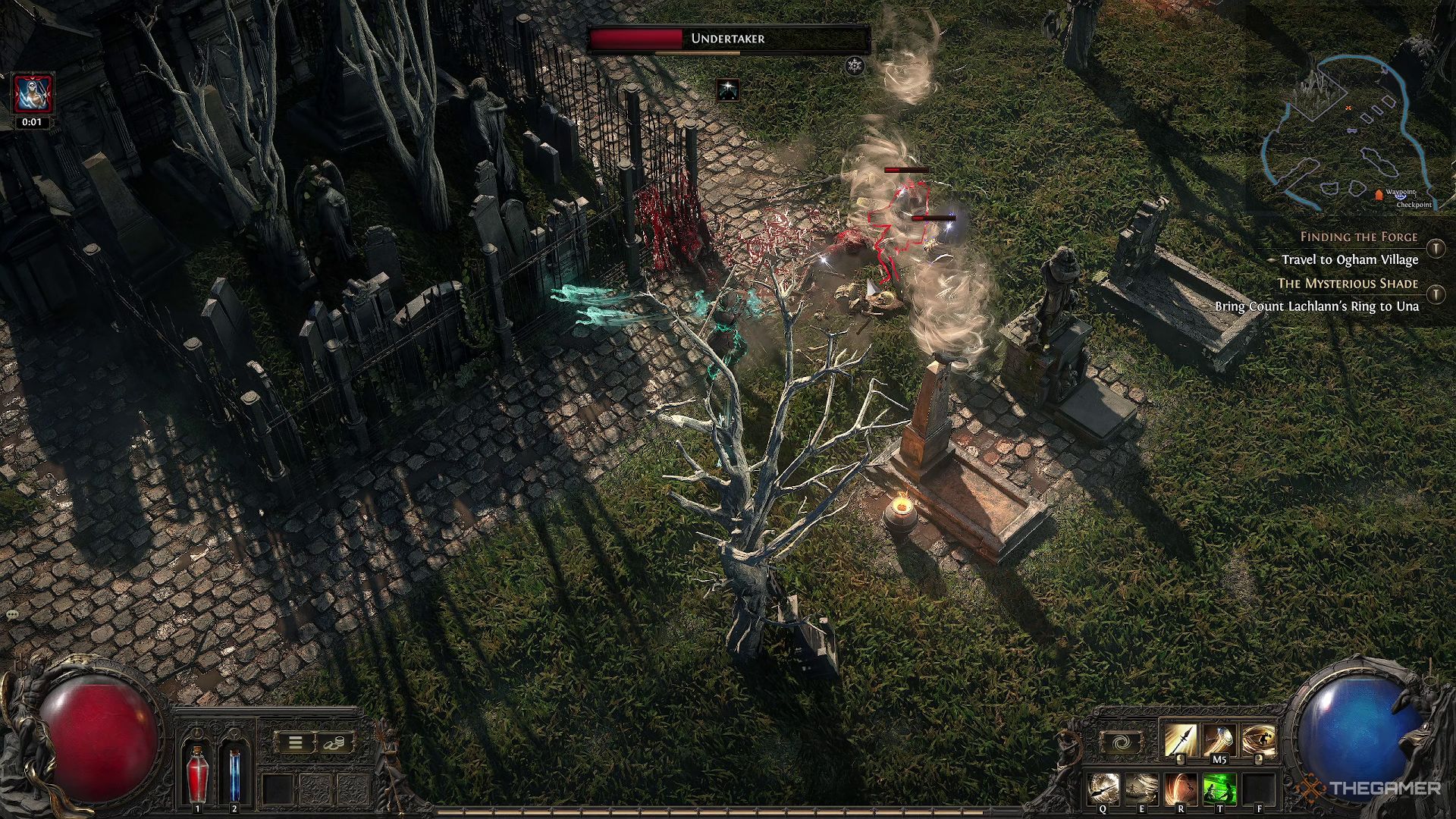 The Huntress summoning tornados to fight skeletons in Path of Exile 2.
