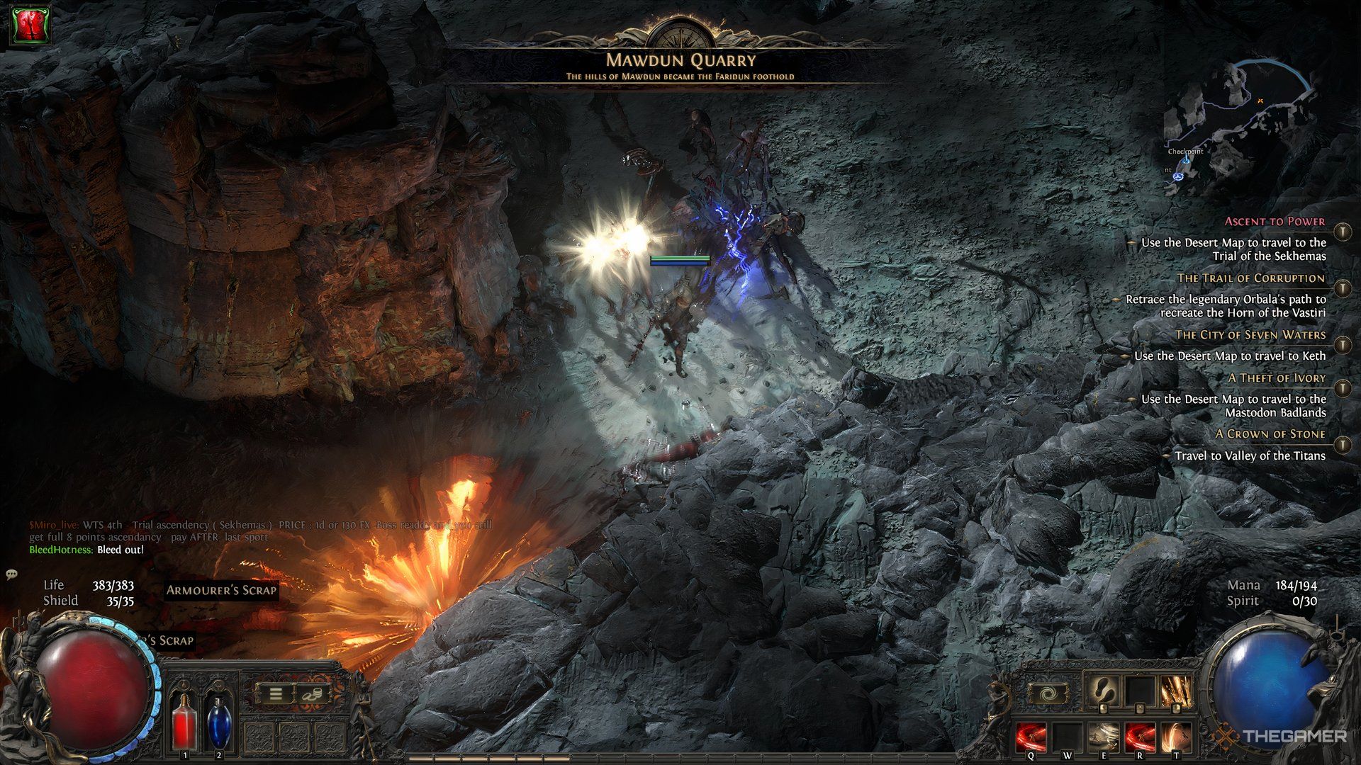Huntress using Rake and defeating enemies in Path of Exile 2.