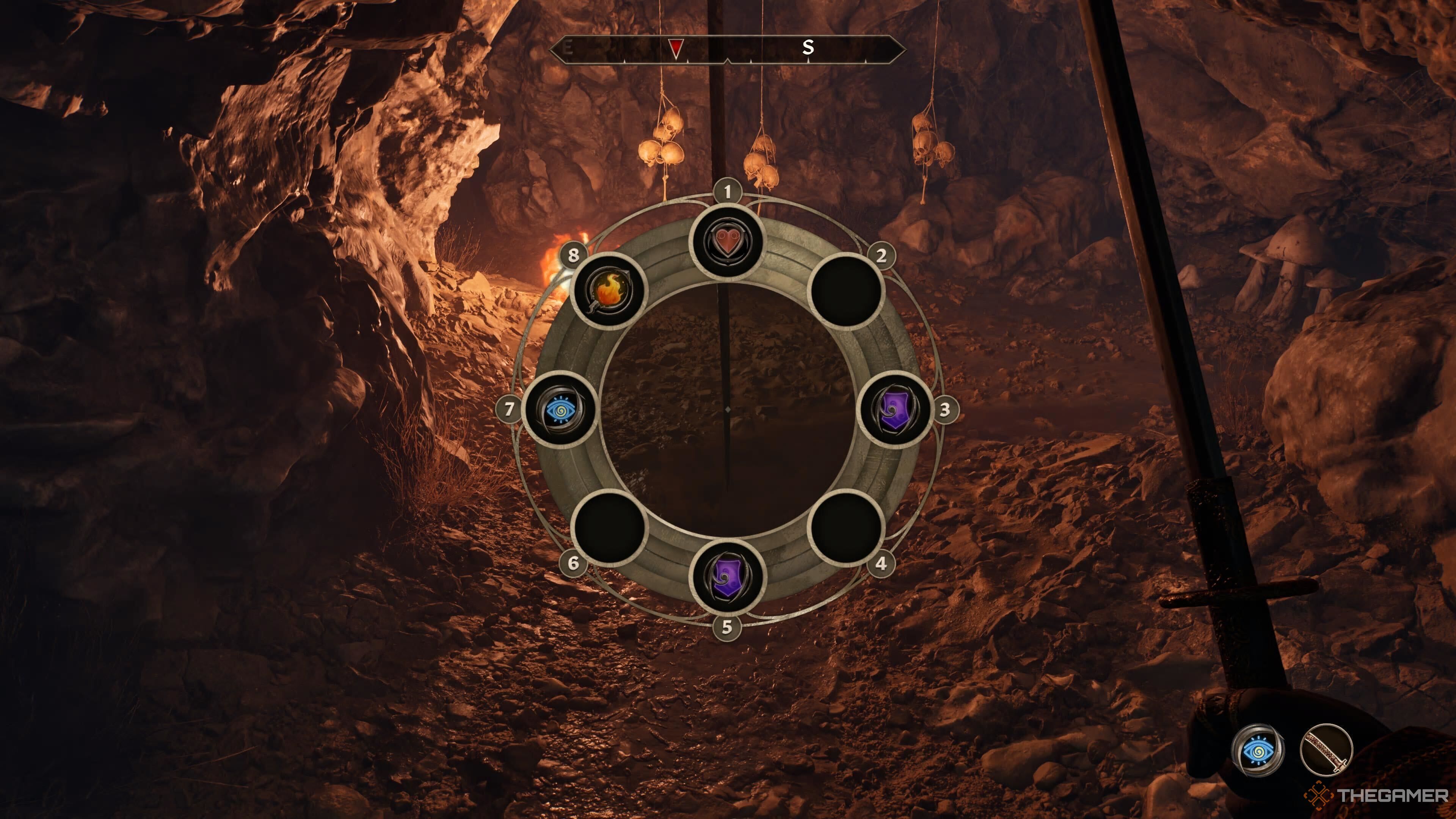 The shortcuts wheel in Oblivion Remastered.