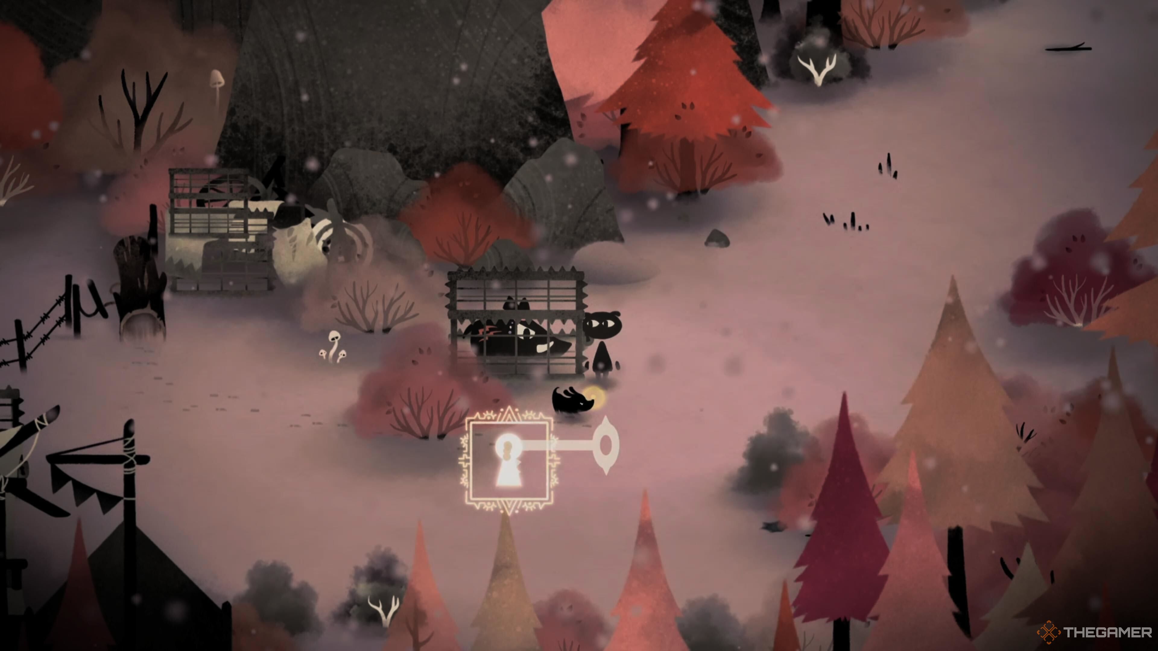 A cape and a large key and lock icon in Koira.