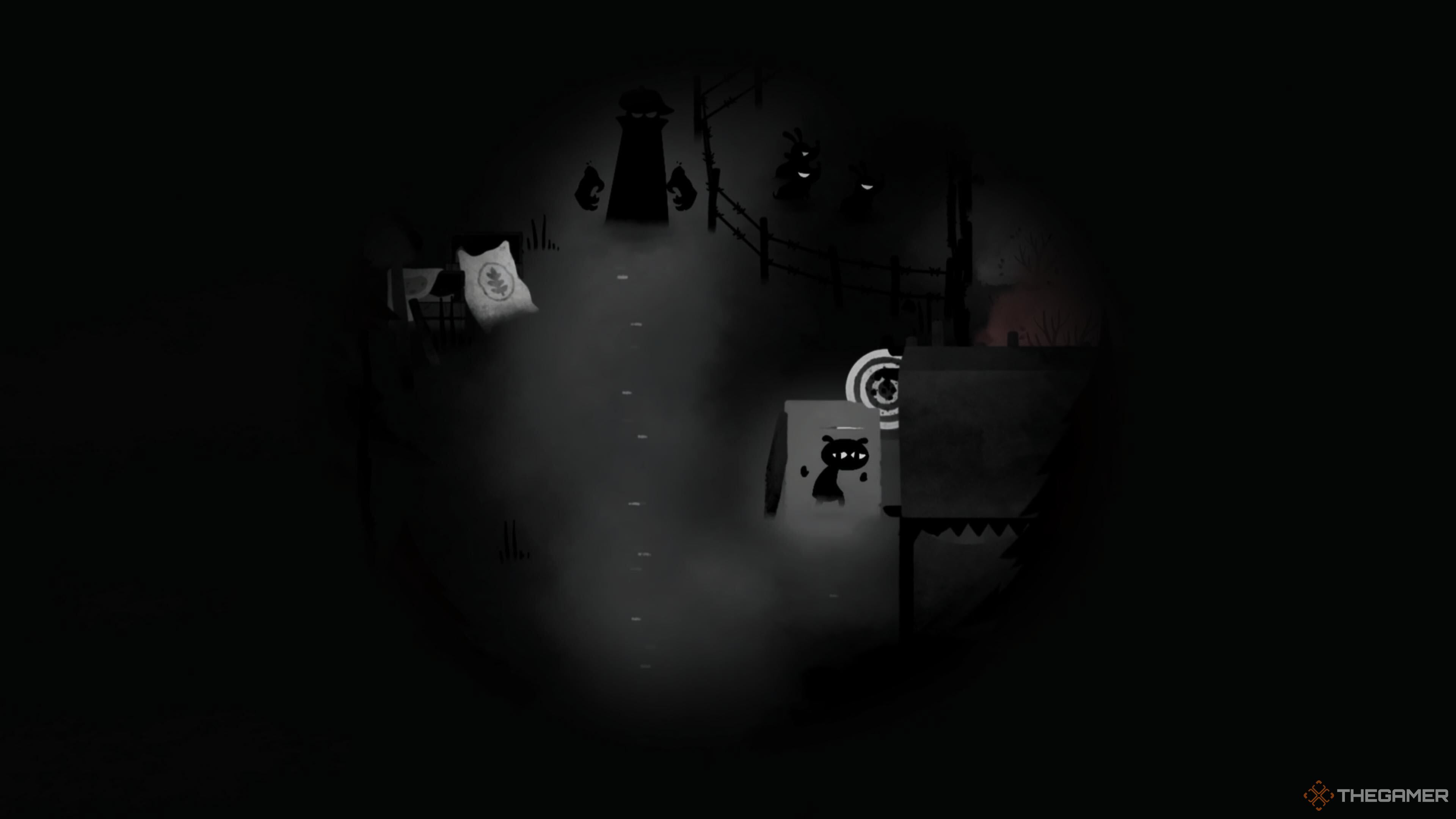 Hiding in a box next to a hunter in Koira.
