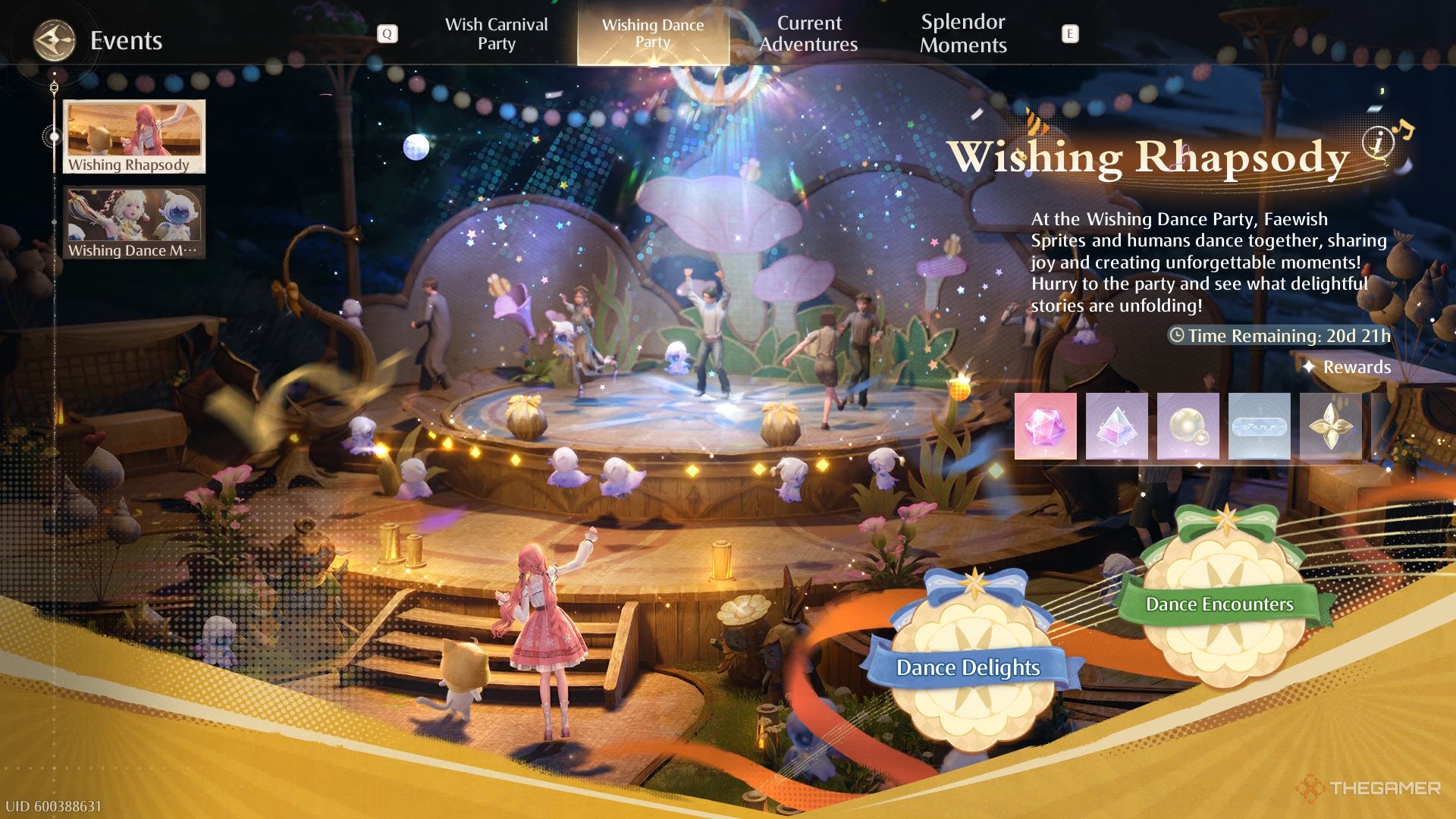 Wishing Rhapsody menu and rewards.