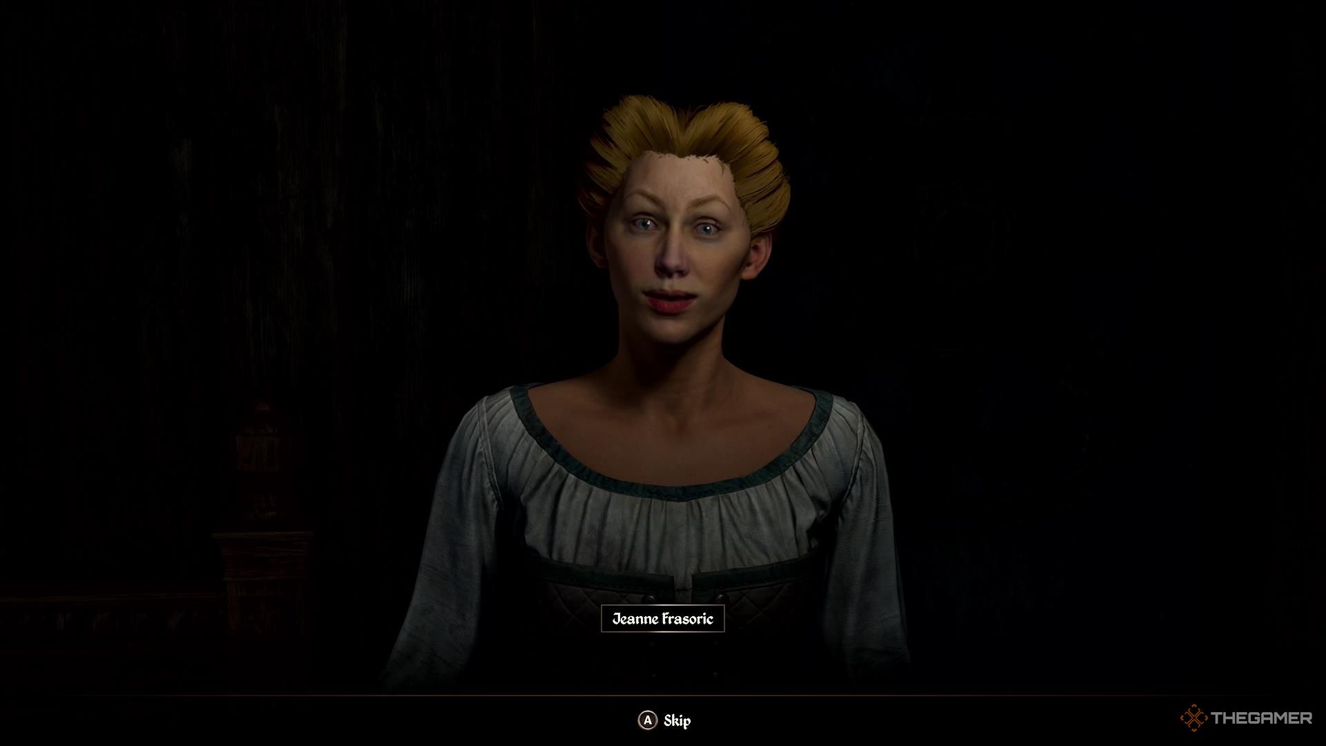 Jeanne promising to give you a written recommendation in Oblivion Remastered.
