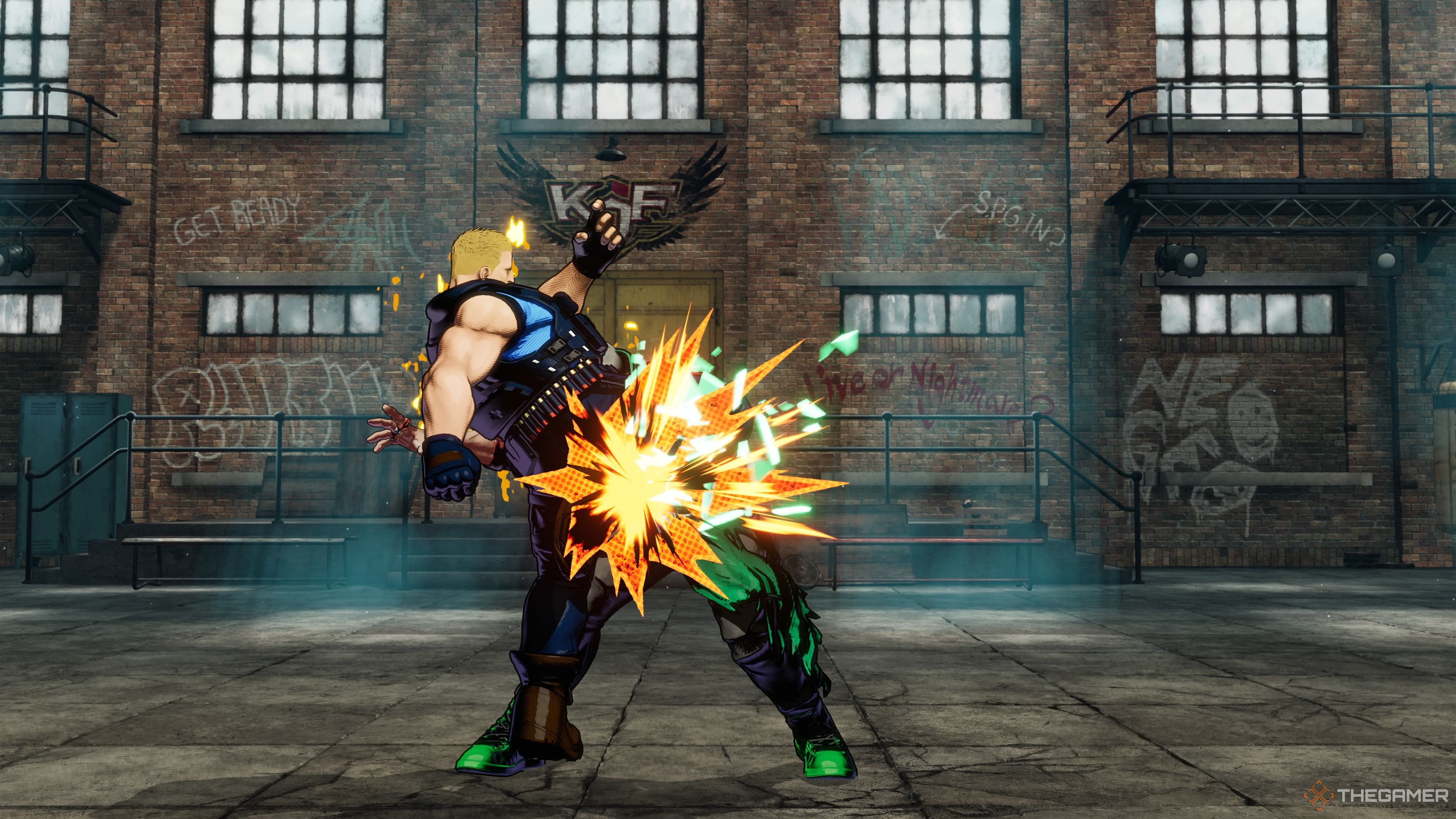 Kevin landing his close HK in Fatal Fury City of the Wolves.