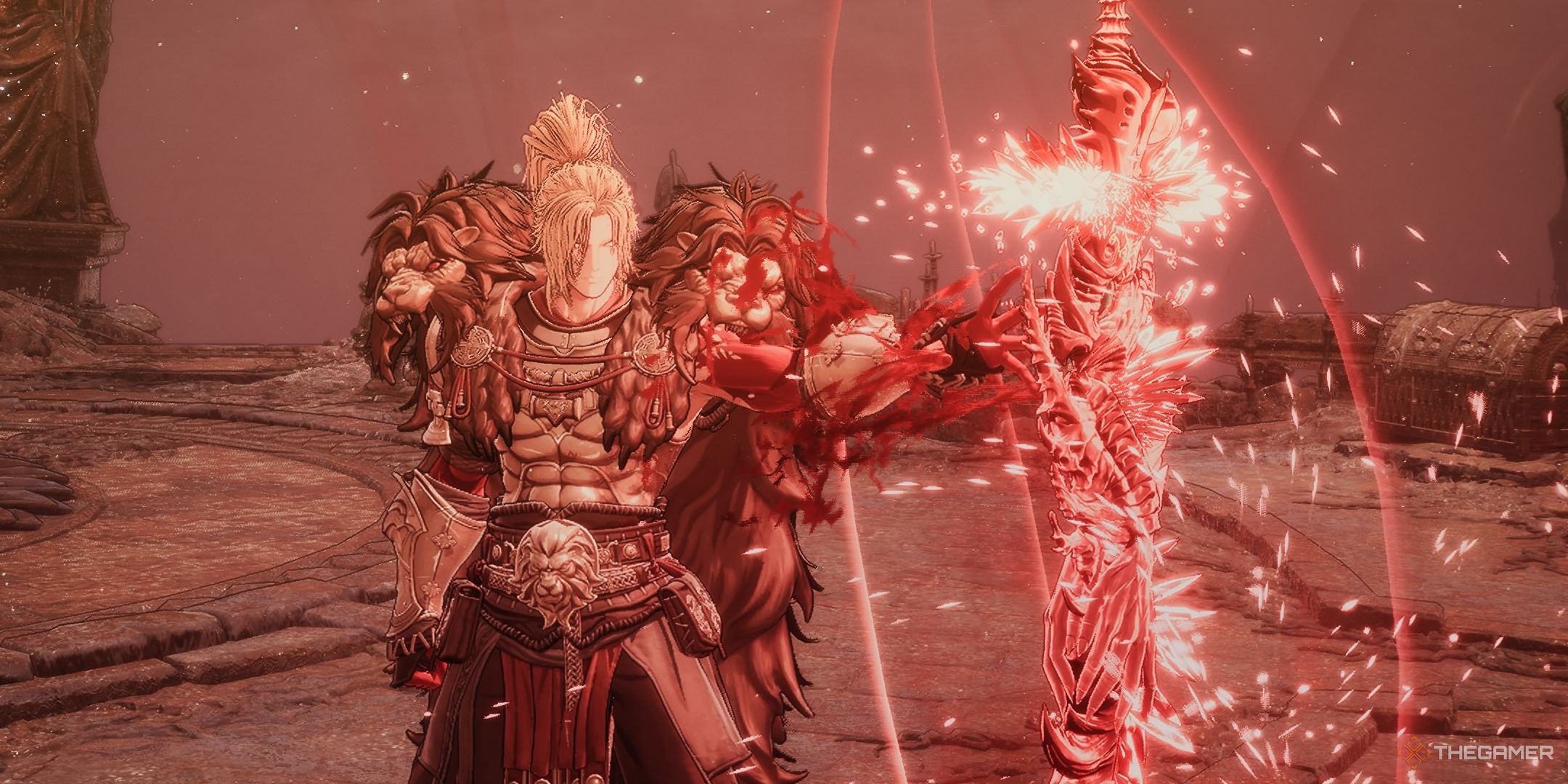 Khazan activating a Blade Nexus in his Devourer armor in The First Berserker Khazan.