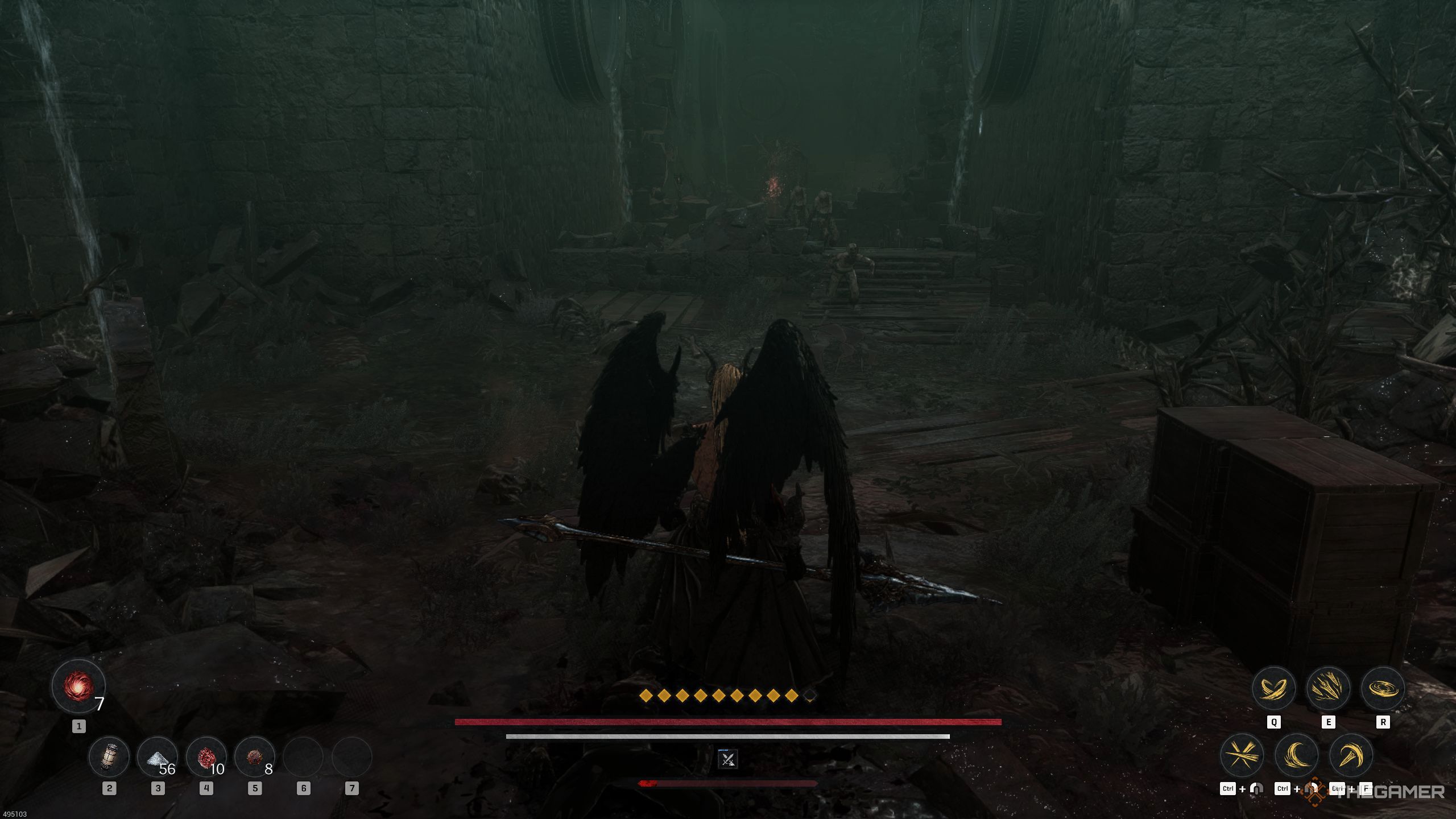 Khazan standing in front of the normal enemies and Failed Creation In The First Berserker: Khazan.