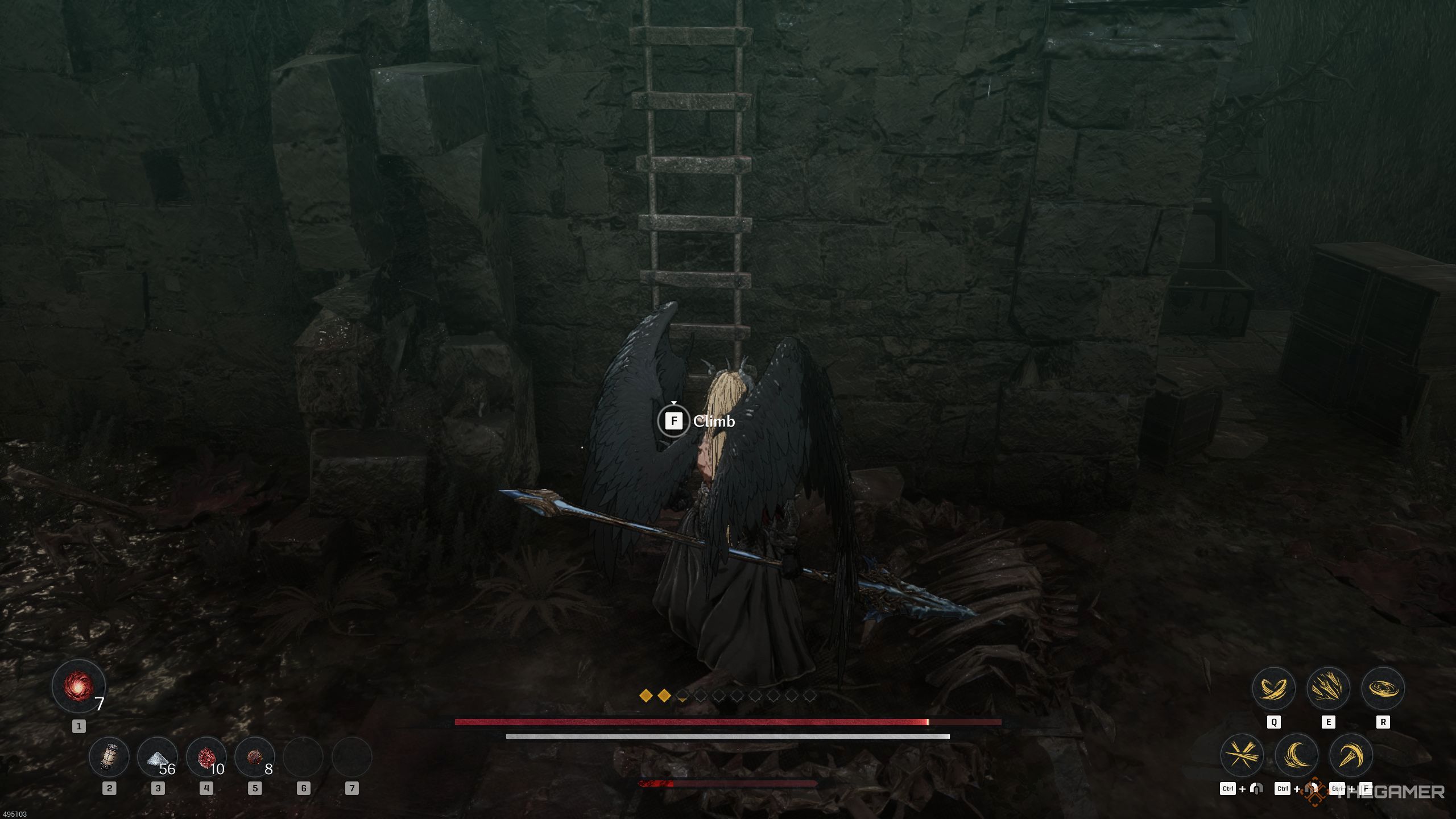 Khazan Standing in front of the stairs in The First Berserker: Khazan.