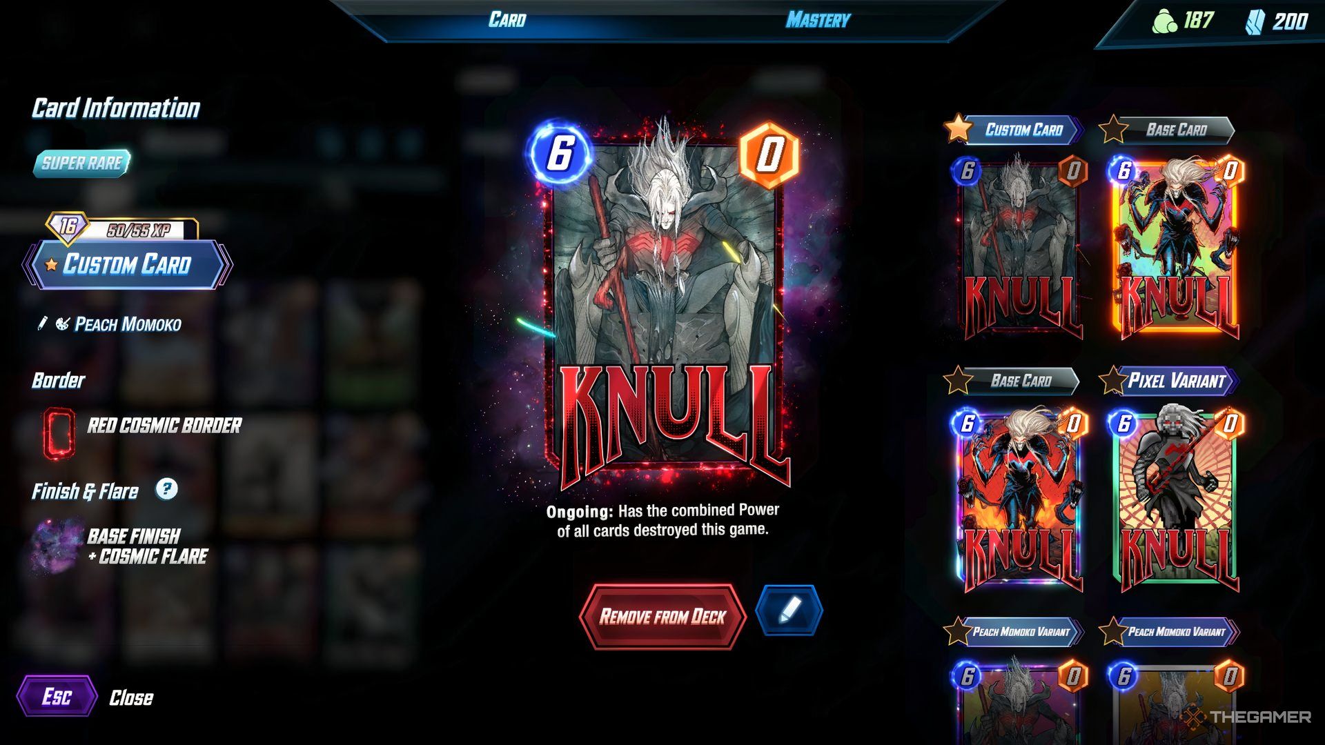 A card image of Knull sitting on his throne in Marvel Snap.