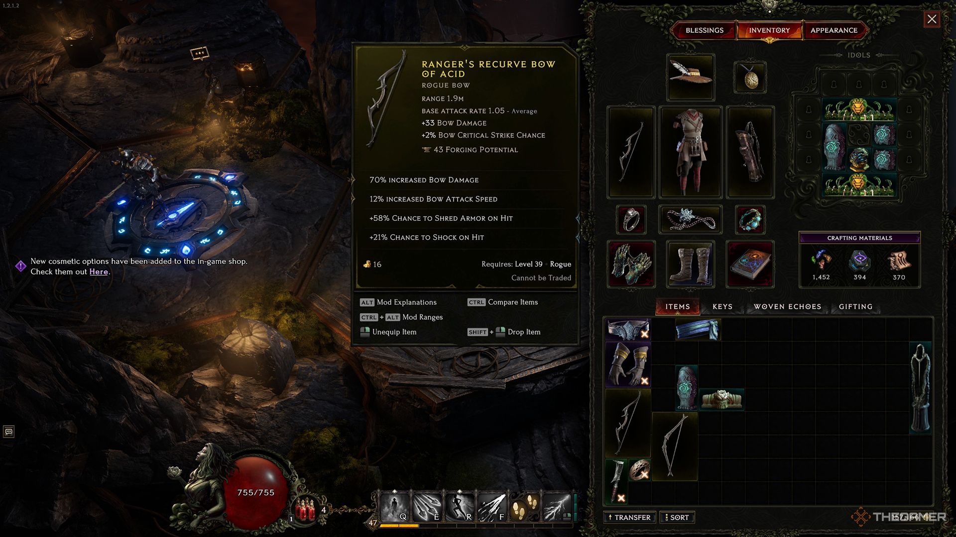 An example of a strong Physical Damage Bow for leveling with Multishot in last Epoch.